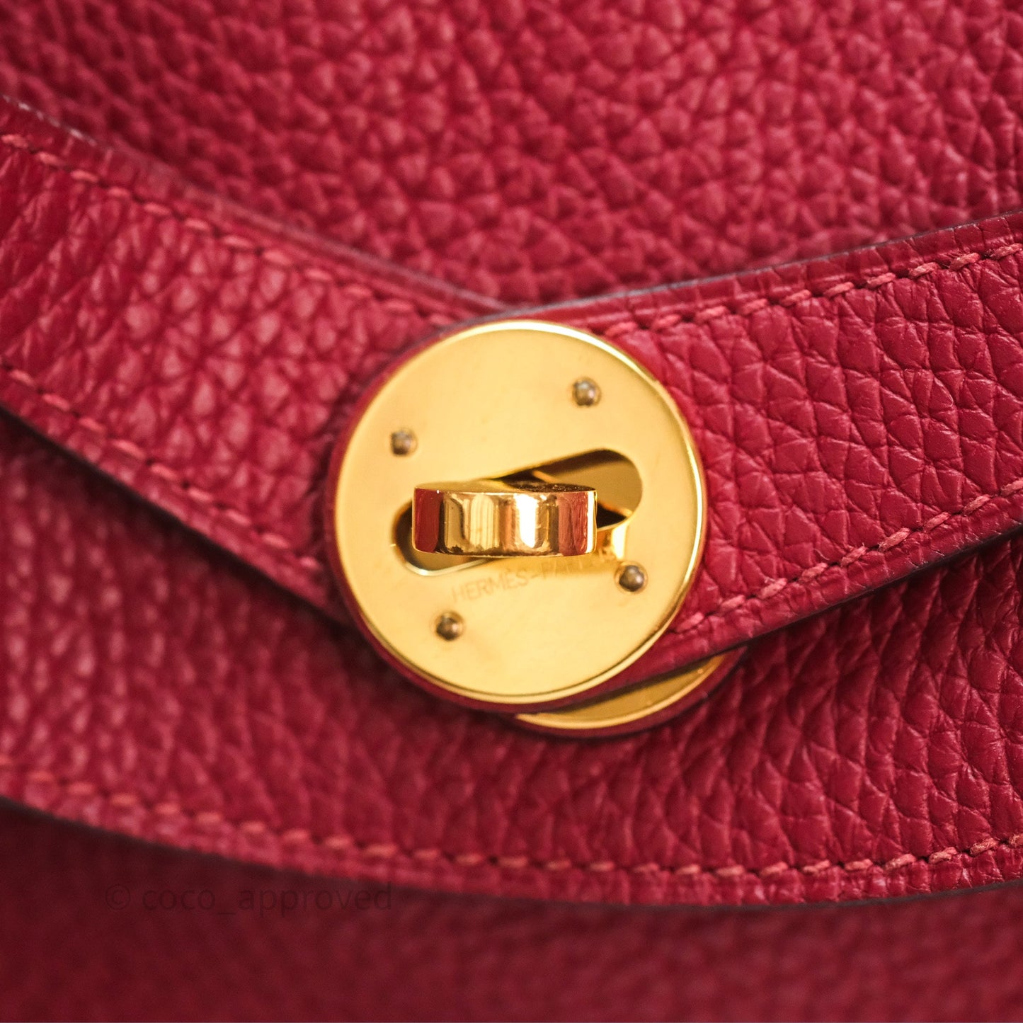 Hermès Lindy 30 Rouge Grenat K1 Clemence Gold Hardware