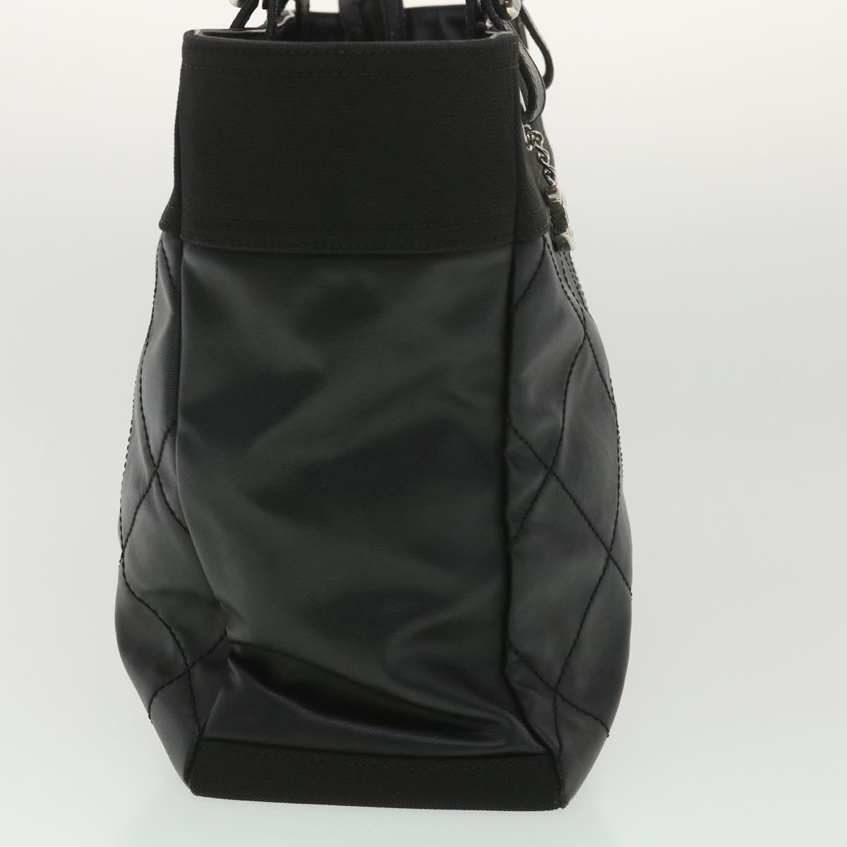 Luxury Chanel Paris Biarritz MM Tote Bag Coated Canvas Black CC  37855