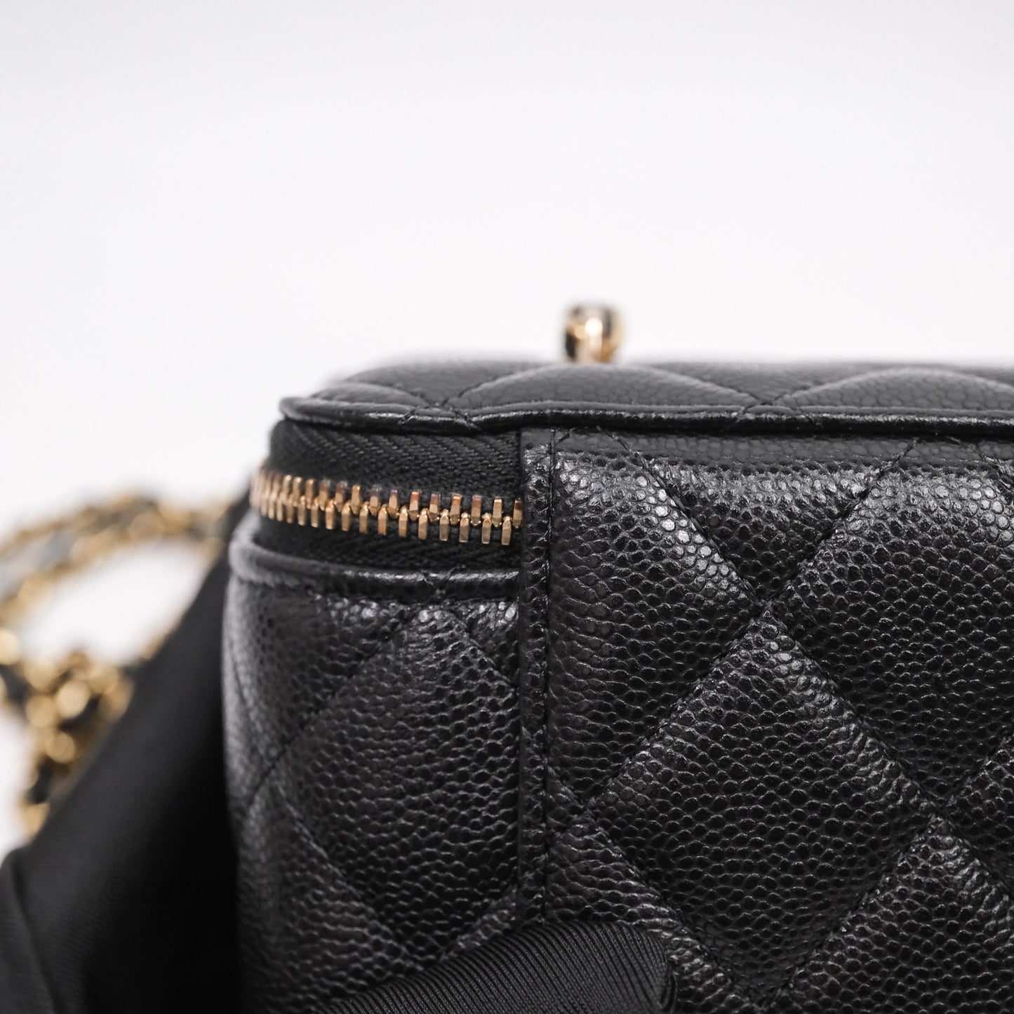 Chanel Vanity Rectangular With Chain Black Caviar Gold Hardware