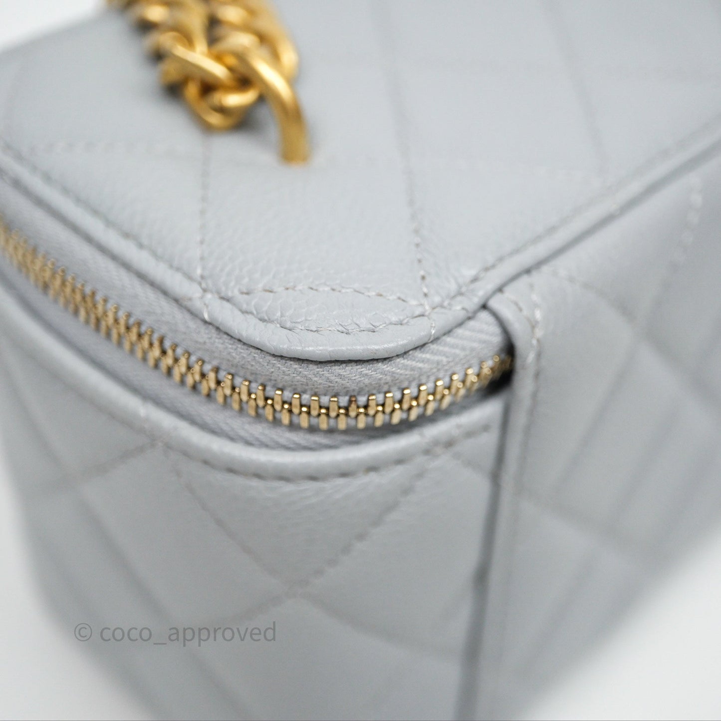 Chanel Heart Crush Vanity With Chain Grey Caviar Aged Gold Hardware