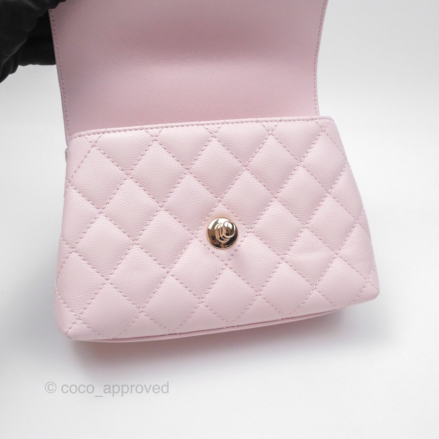 Chanel Mini Coco Handle Quilted Light Pink Caviar Gold Hardware