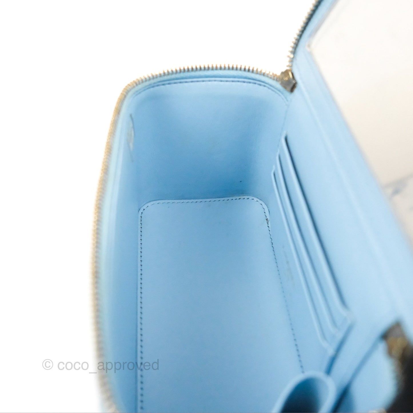 Chanel Vanity with Chain Blue Caviar Aged Gold Hardware