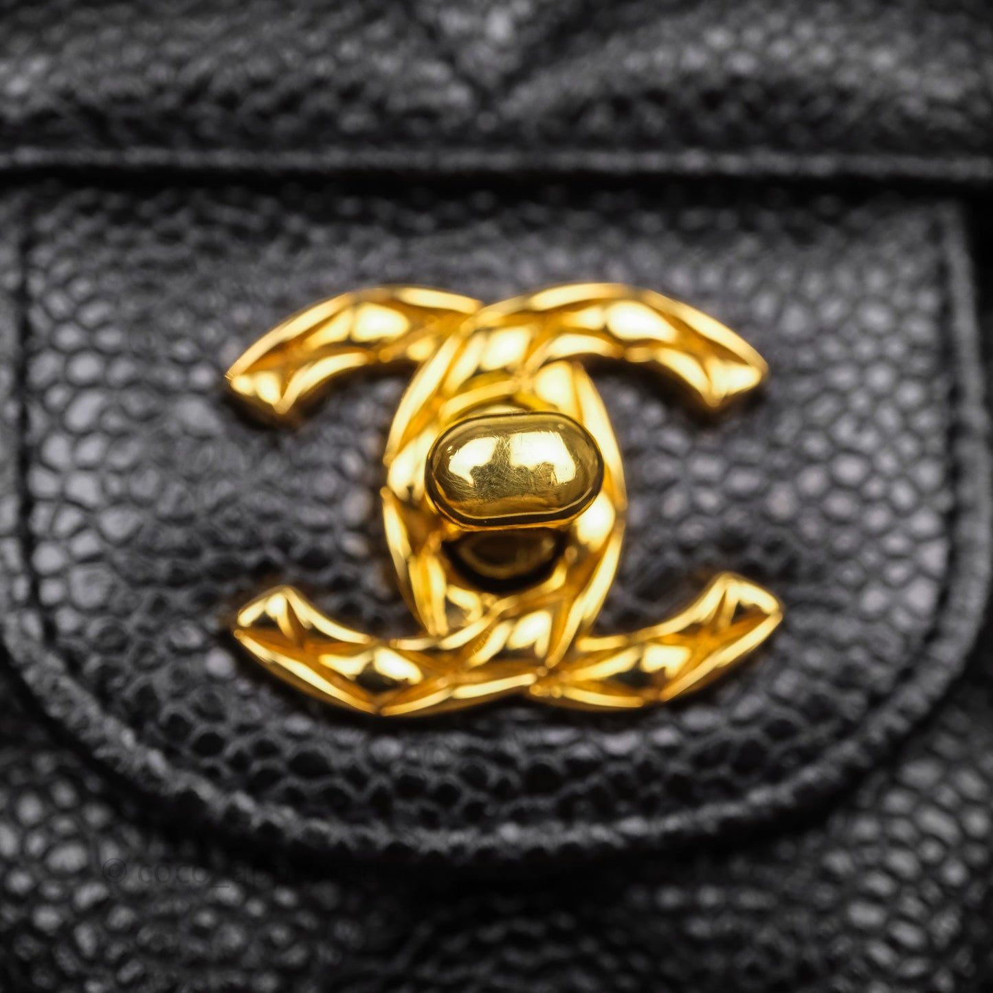 Chanel Vintage Camera Bag Coco Crush Black Caviar Gold Hardware