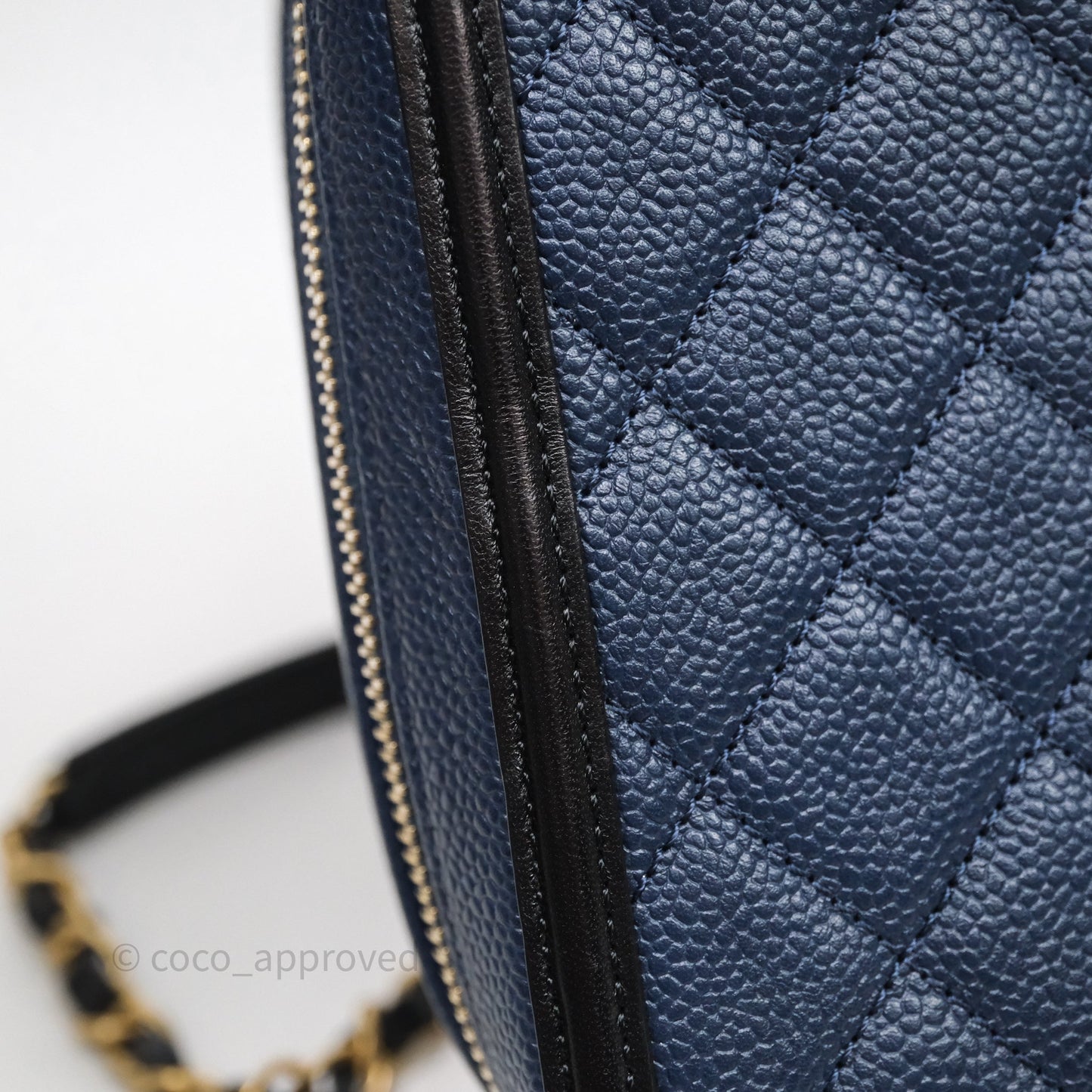 Chanel Quilted Large CC Filigree Vanity Case Navy Black Caviar