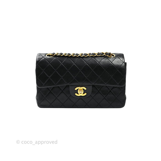 Chanel Classic Vintage Small S/M Flap Black Lambskin 24K Gold Hardware