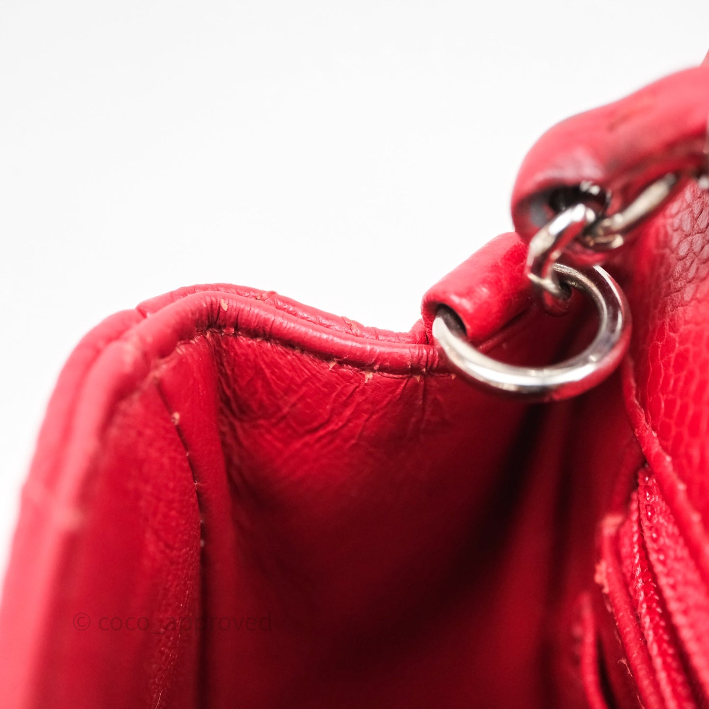 Chanel Quilted Mini Rectangular Flap Red Caviar Silver Hardware