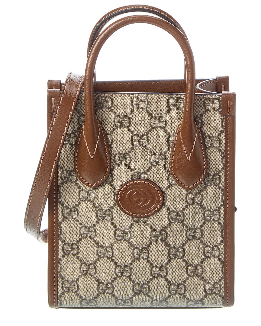 Luxury Gucci Trending 2025 Mini GG Supreme Canvas & Leather Tote