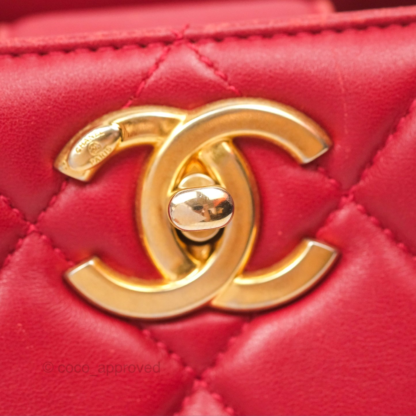 Chanel Tote Bag Red Lambskin Aged Gold Hardware
