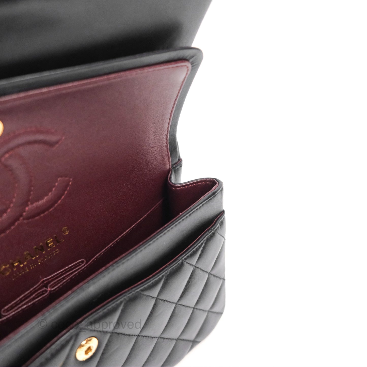 Chanel Small Classic Quilted Flap Black Lambskin Gold Hardware