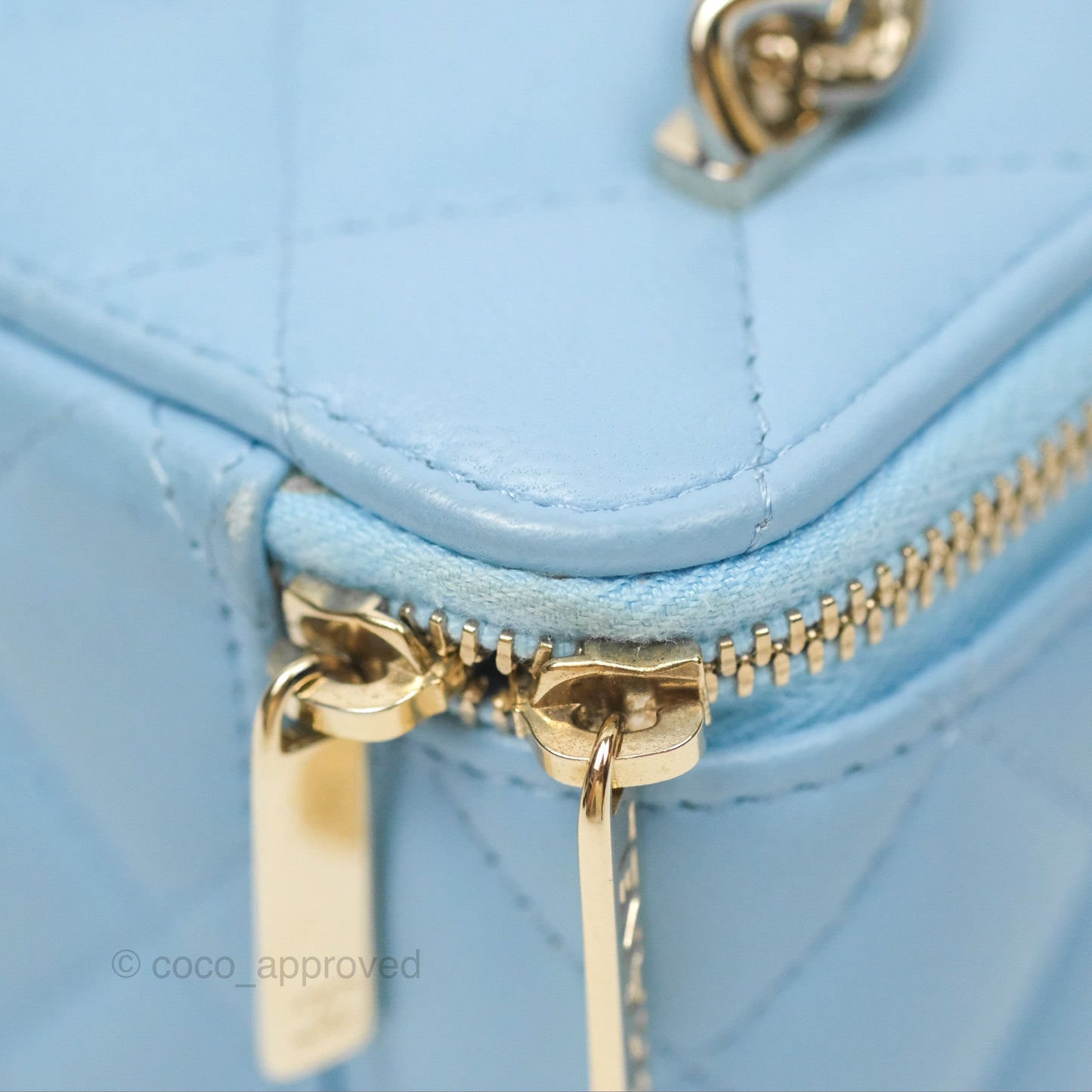 Chanel Mini Vanity Coco Chain Blue Lambskin Gold Hardware