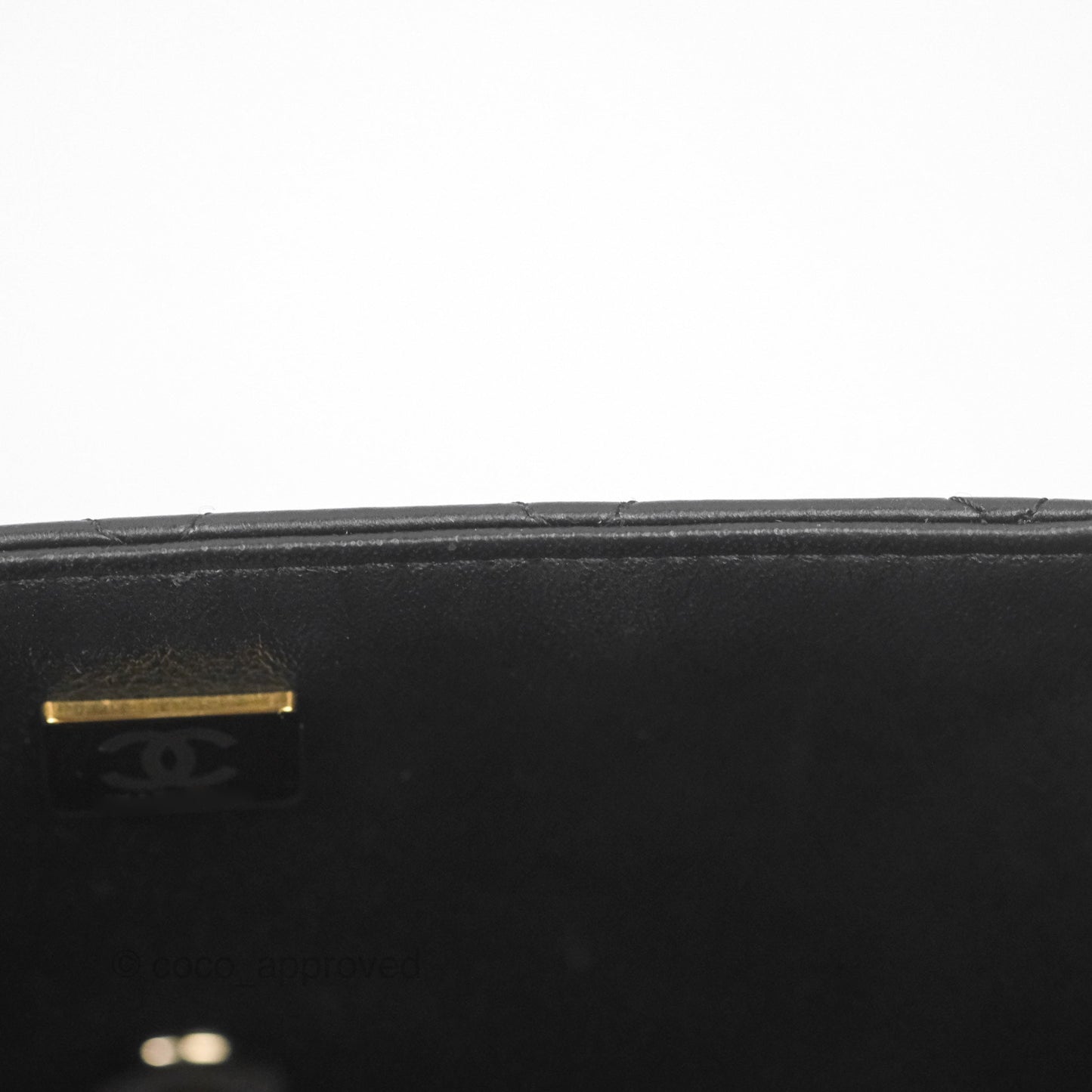 Chanel Quilted Mini Square Flap Black Lambskin Gold Hardware