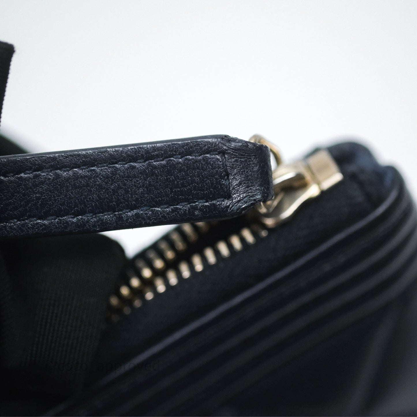 Chanel Medium O Case Boy Navy Lambskin Gold Hardware