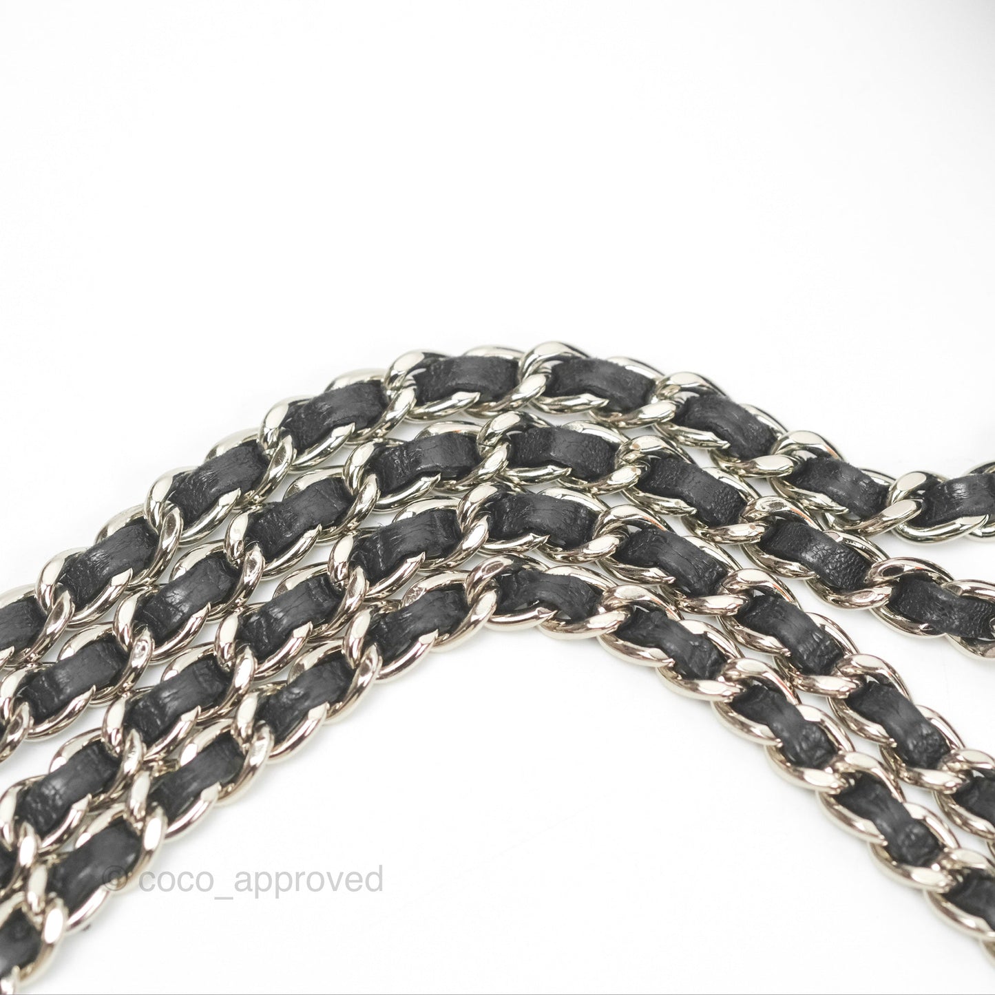 Chanel Quilted Classic Wallet On Chain WOC Black Lambskin Silver Hardware