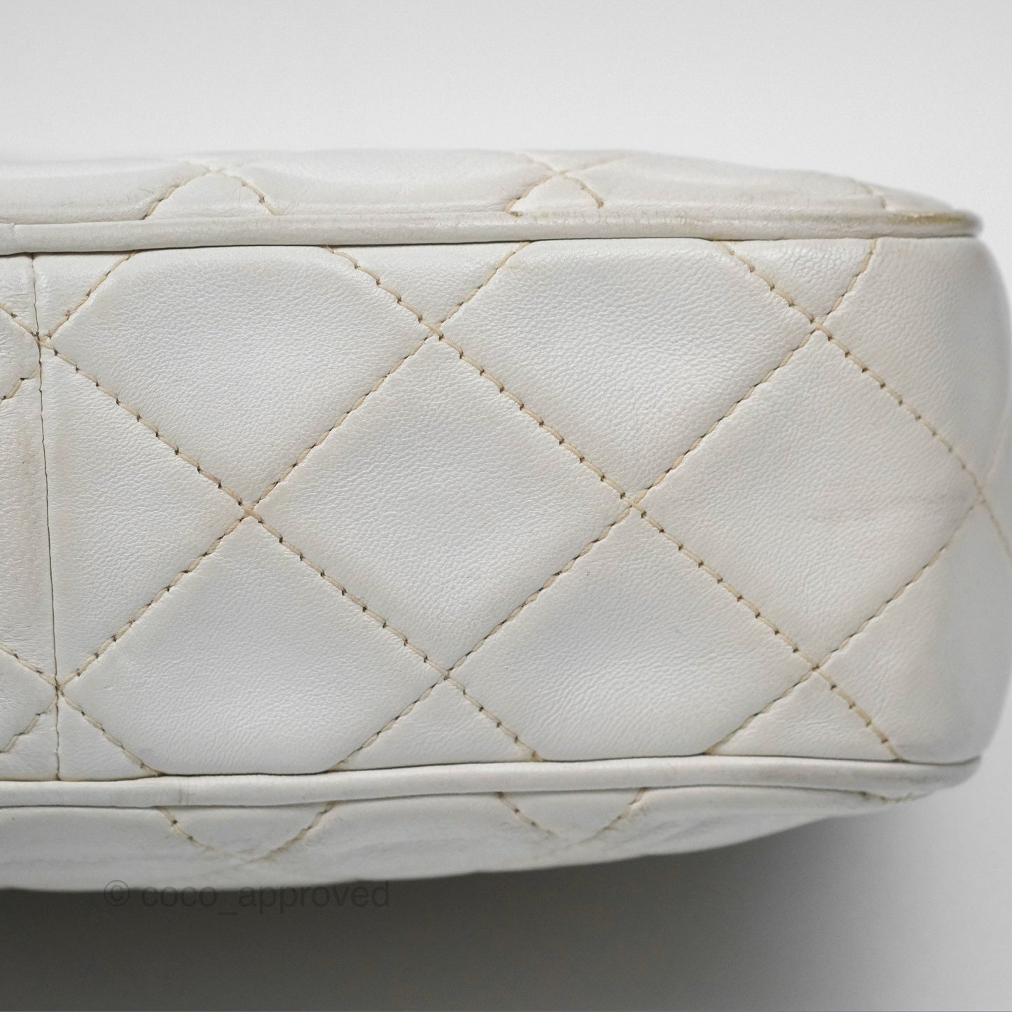 Chanel Vintage Small Camera Bag White Lambskin Gold Hardware