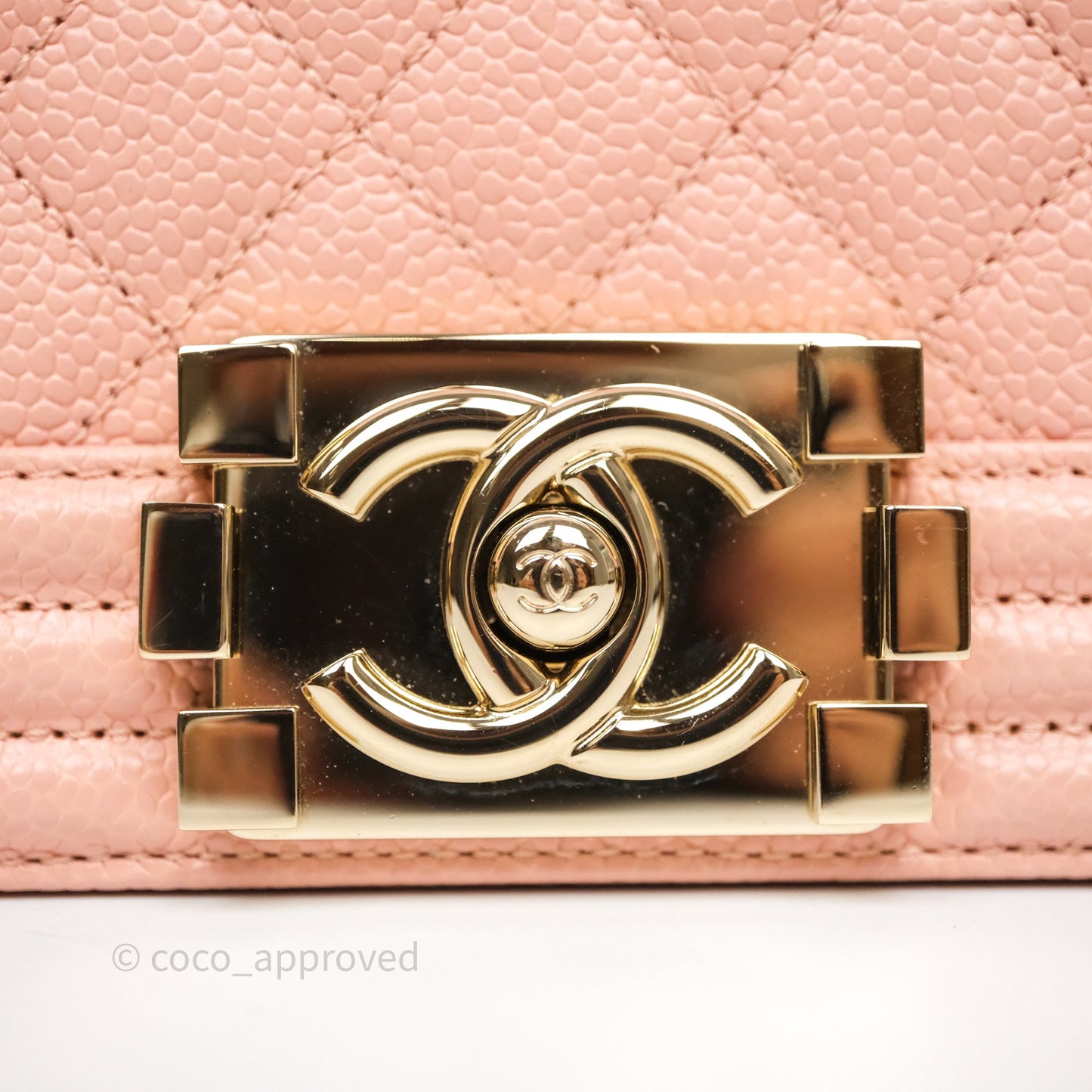 Chanel Small Boy Quilted Pink Caviar Gold Hardware