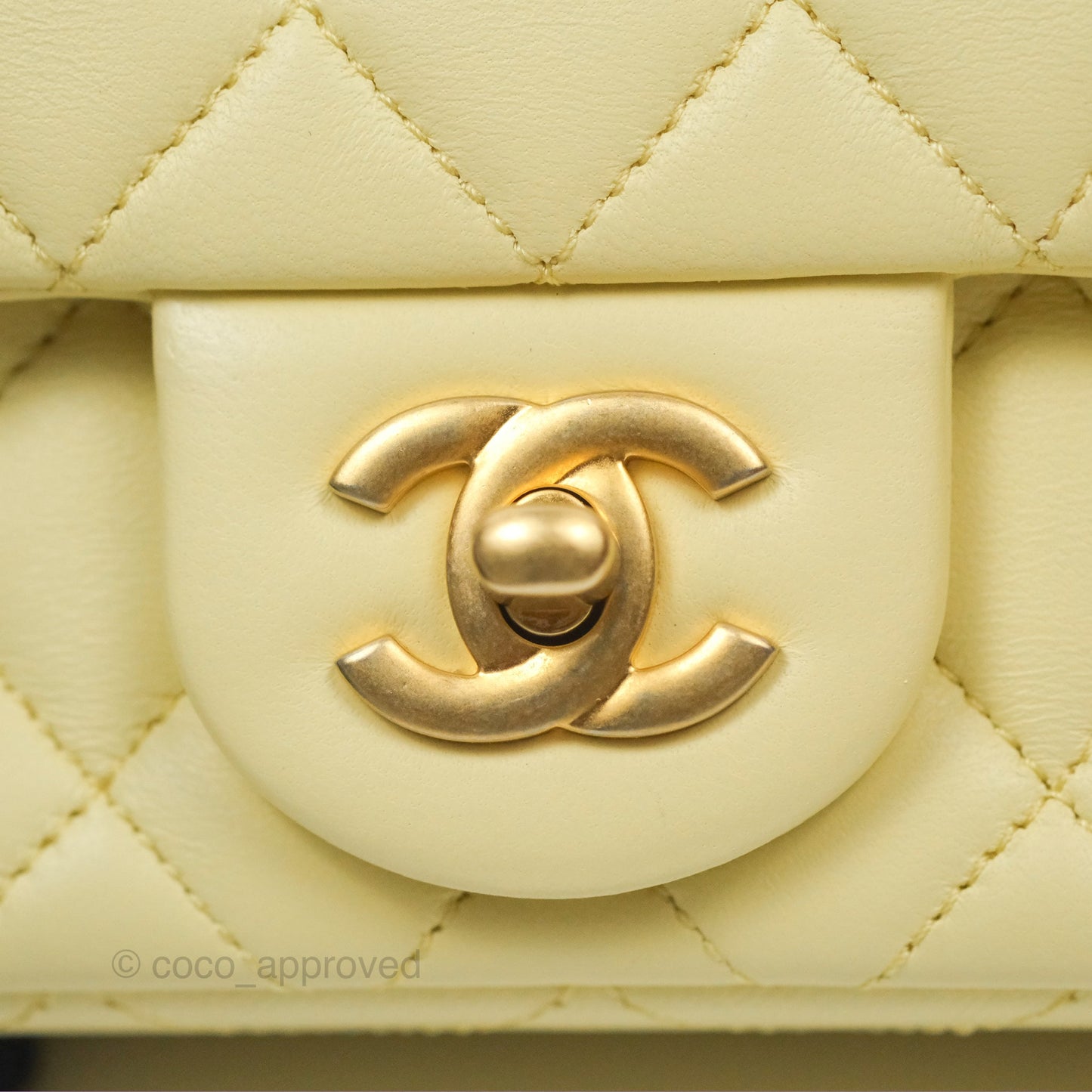 Chanel Mini Rectangular Flap with Camellia Adjustable Chain Yellow Lambskin Aged Gold Hardware 23S