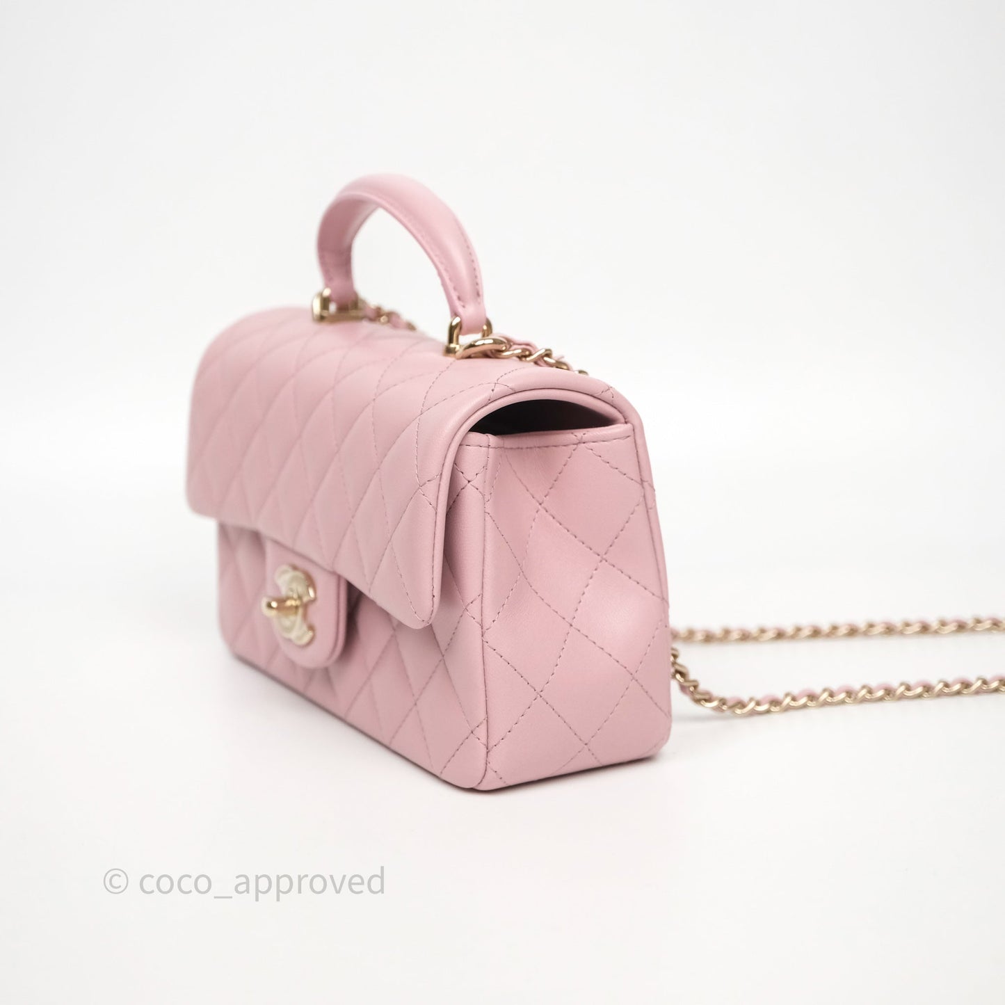 Chanel Top Handle Mini Rectangular Flap Lilac Pink Lambskin Gold Hardware
