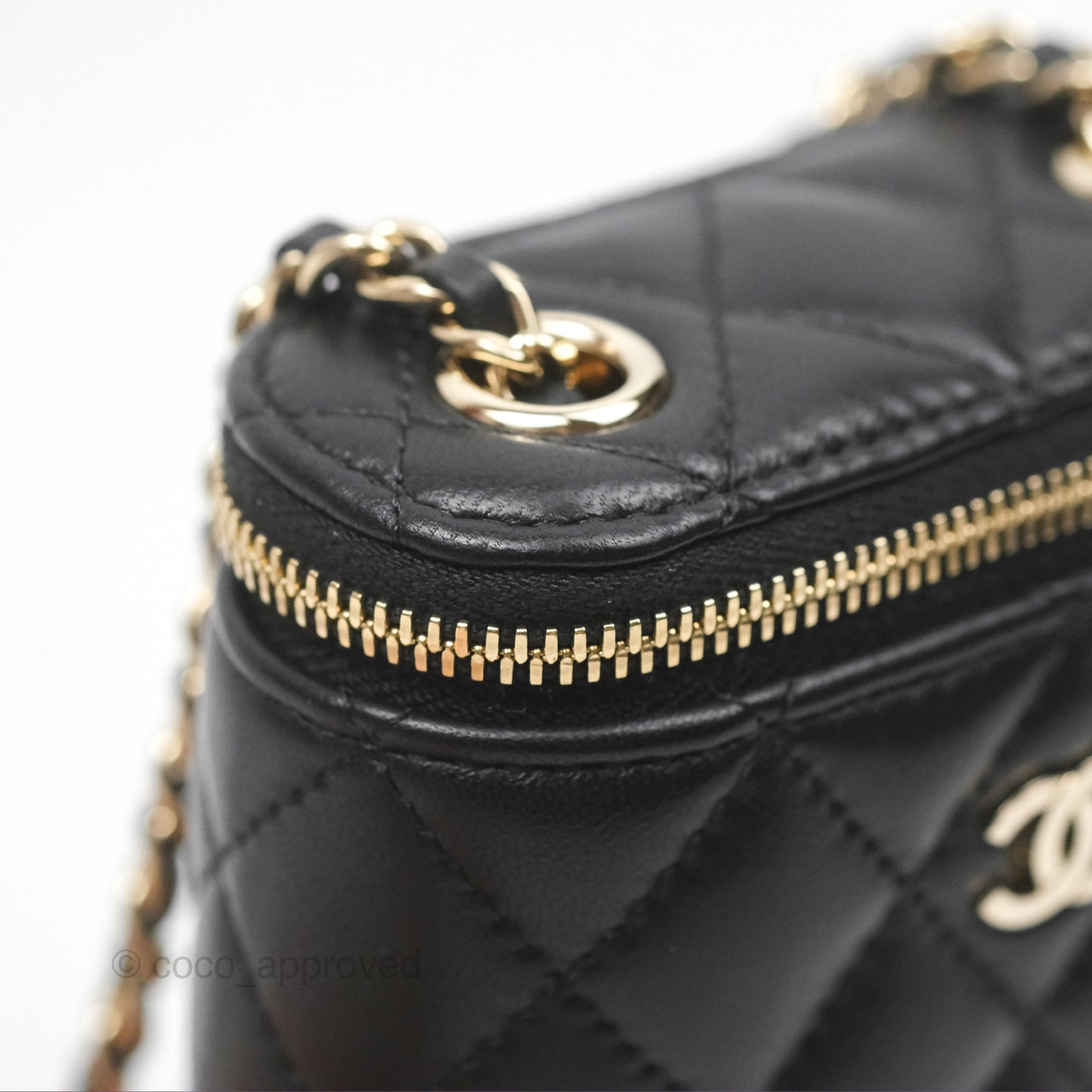Chanel Classic Mini Vanity With Chain Black Lambskin Gold Hardware