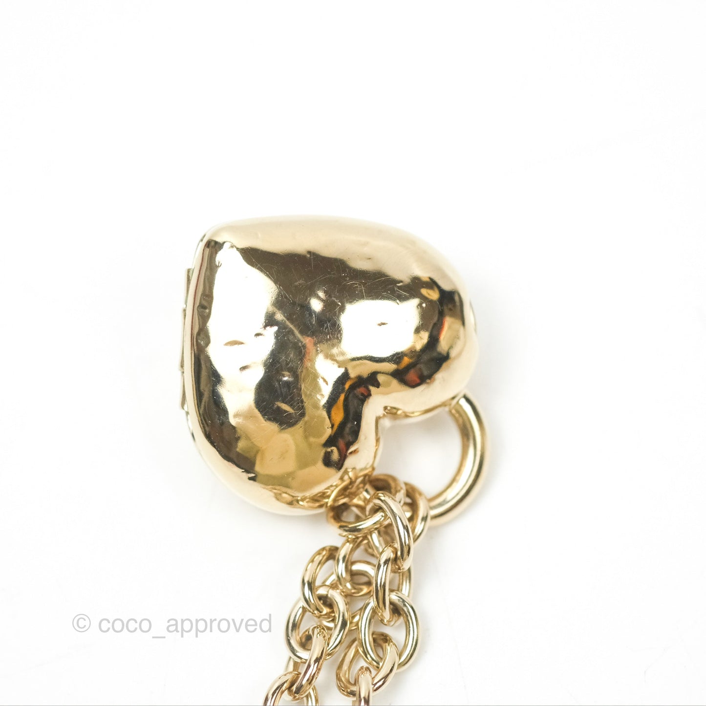 Chanel CC Lock Heart Locket Necklace Gold Tone 22B