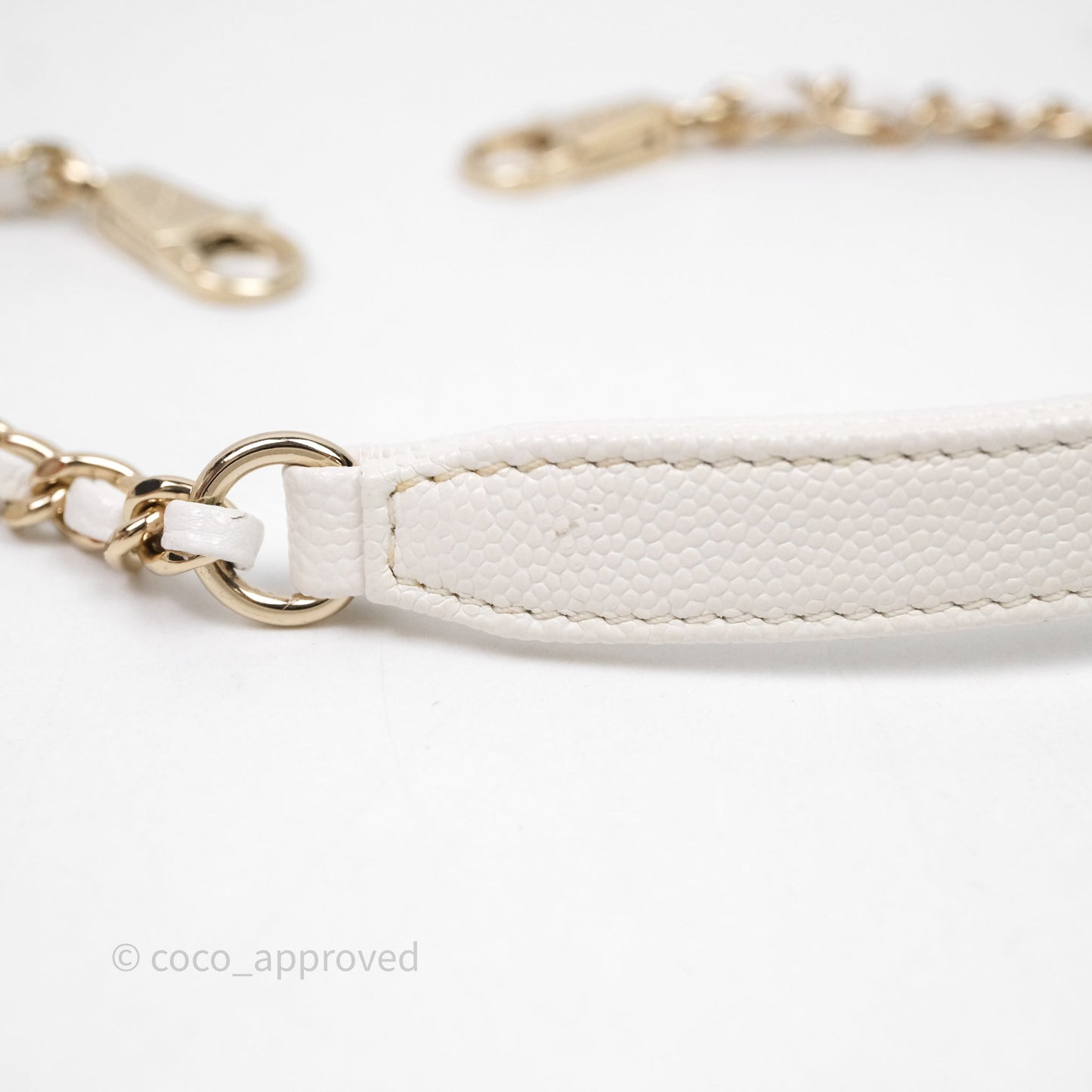 Chanel Mini Coco Handle Quilted White Caviar Gold Hardware