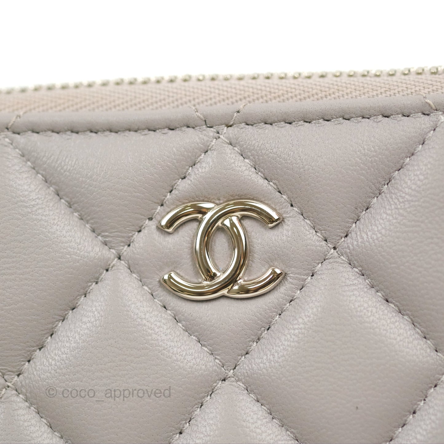 Chanel Quilted Small O Case Grey Lambskin Silver Hardware