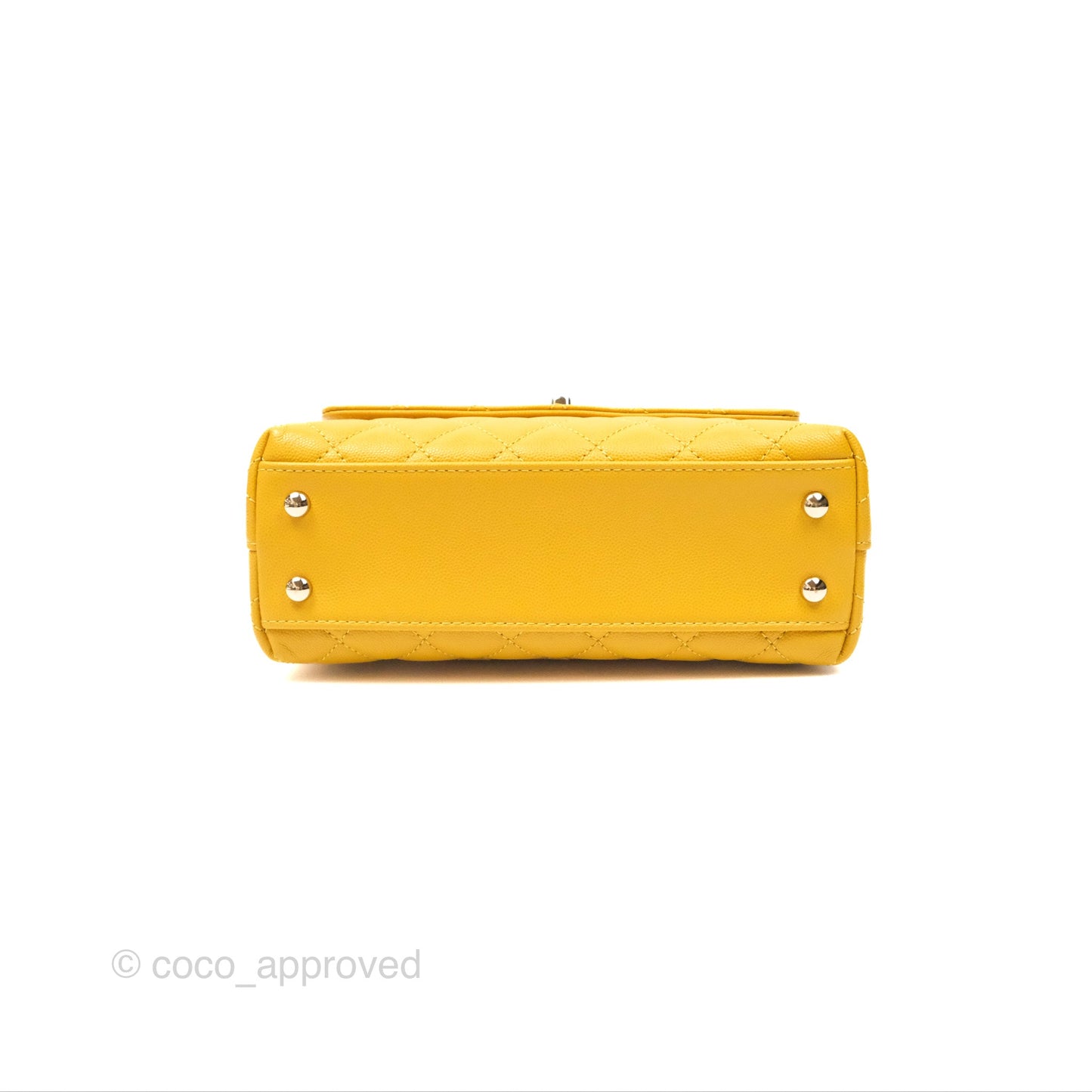 Chanel Small Coco Handle Mustard Yellow Caviar Gold Hardware