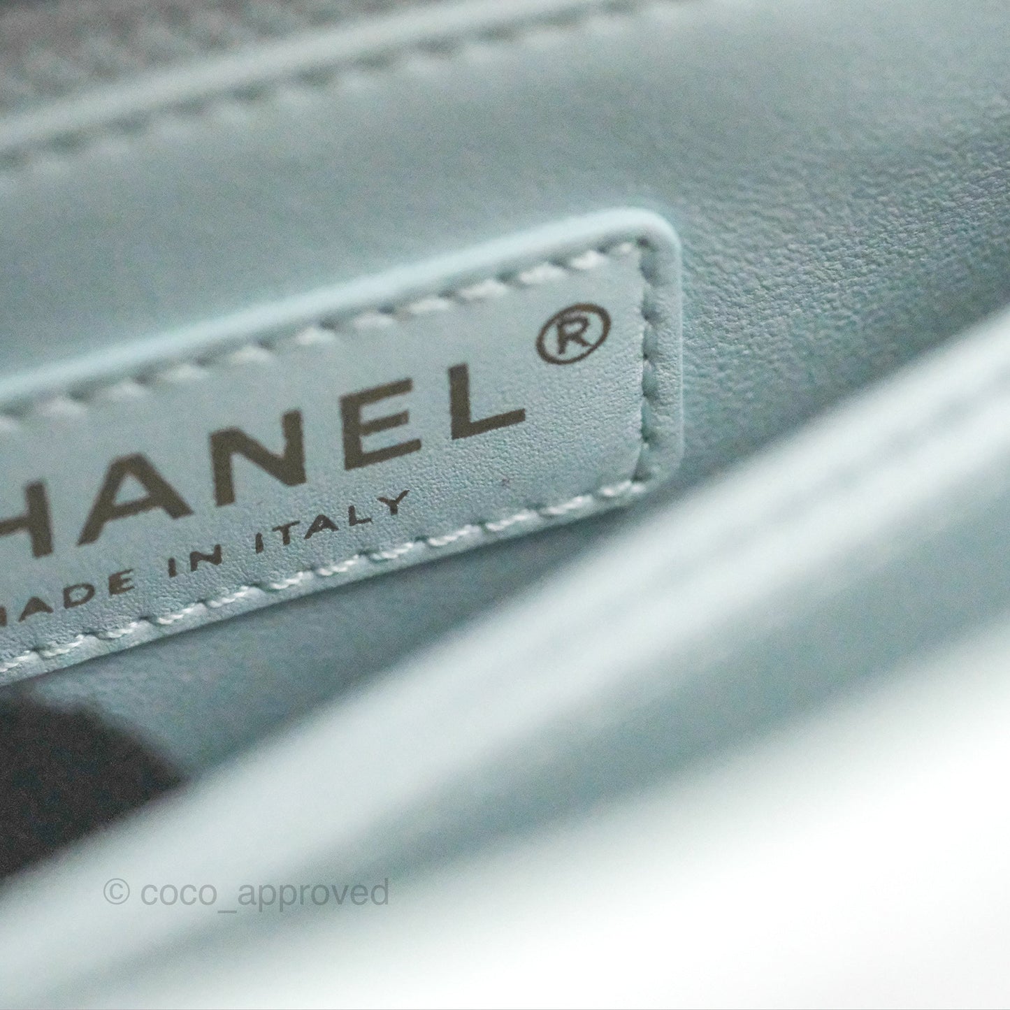 Chanel Small Coco Handle Quilted Light Baby Blue Caviar Gold Hardware