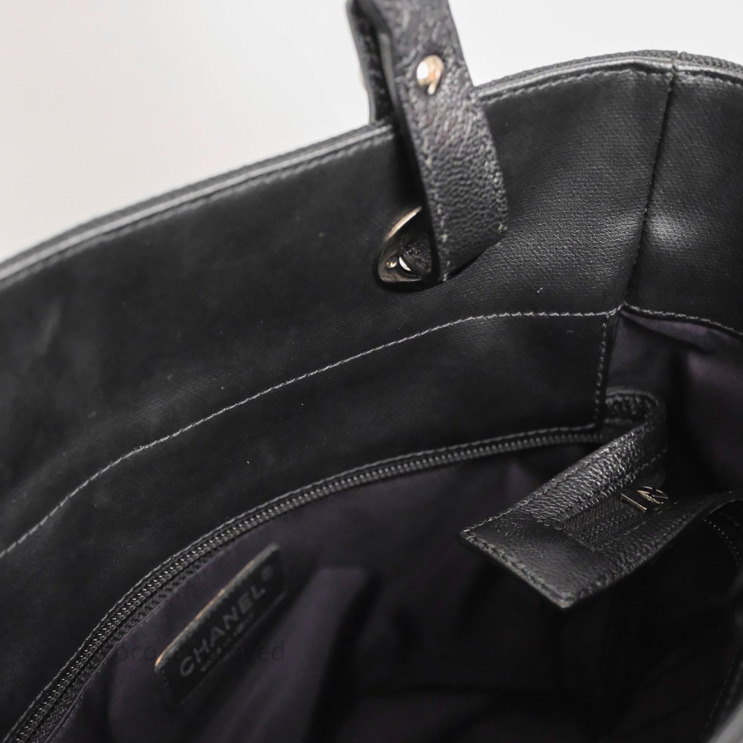 Chanel Quilted Paris Biarritz Tote PM Black Coated Canvas