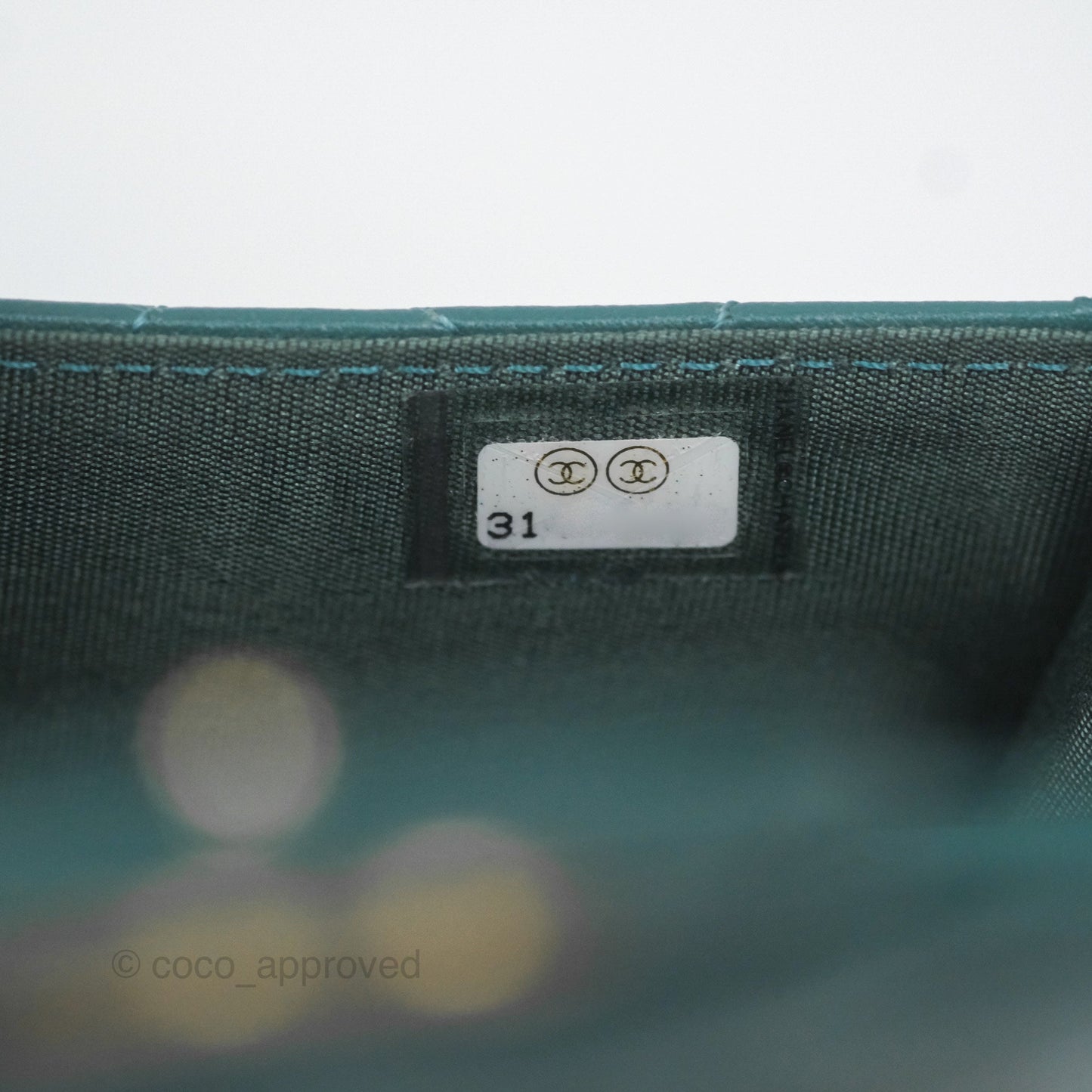 Chanel Mini Handle Clutch With Chain Green Lambskin Aged Gold Hardware