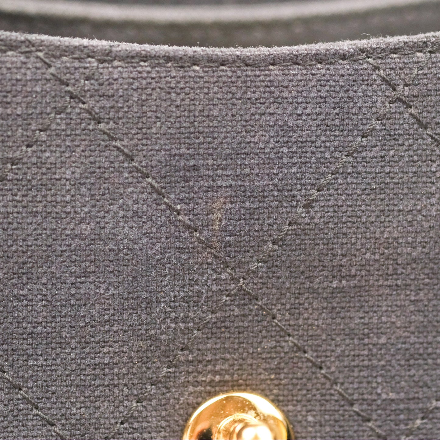 Chanel Vintage CC Lock Flap Shoulder Bag Grey Canvas 24K Gold Hardware