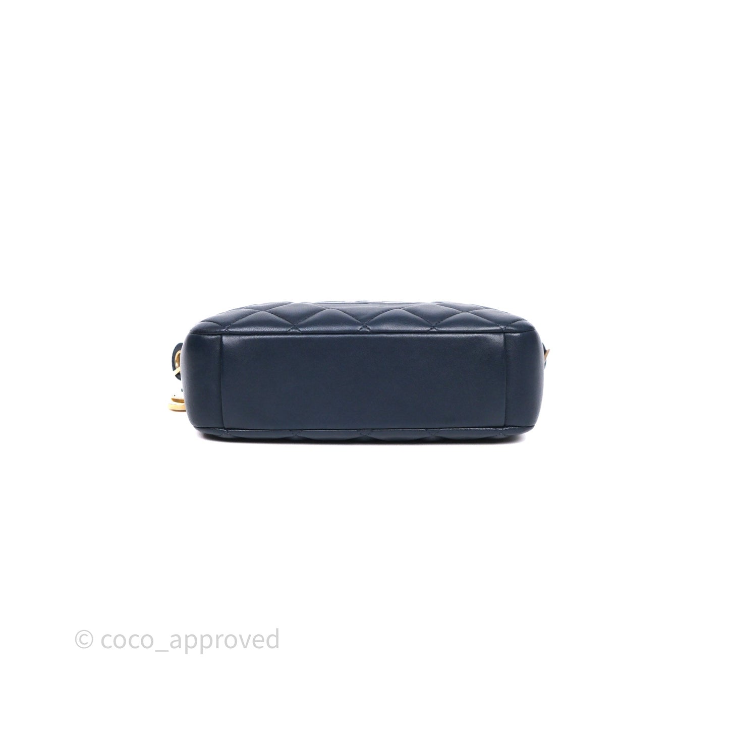 Chanel CC Camera Bag Quilted Navy Lambskin Aged Gold Hardware