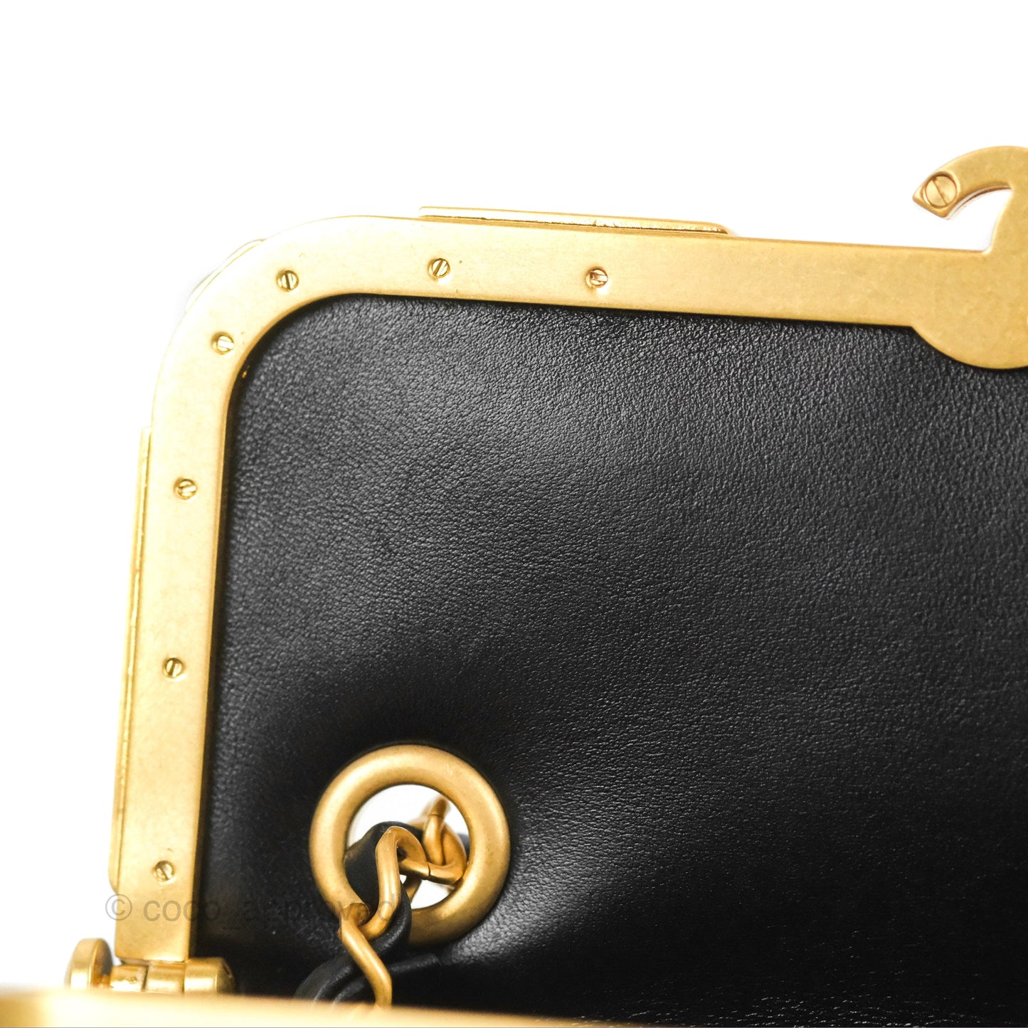 Chanel Logo Crystal Kiss-lock Vanity with Chain Black Lambskin 23C