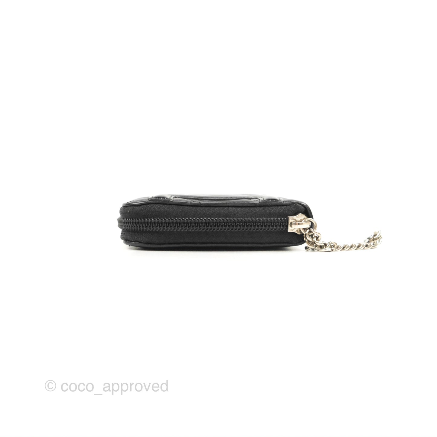 Chanel Quilted Cambon Yen Zip Long Wallet Black Calfskin Silver Hardware