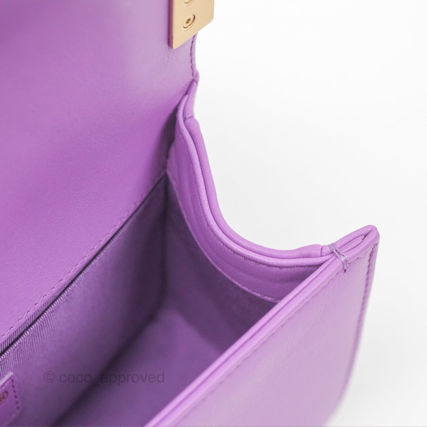 Chanel Chevron Small Boy Purple Calfskin Gold Hardwa