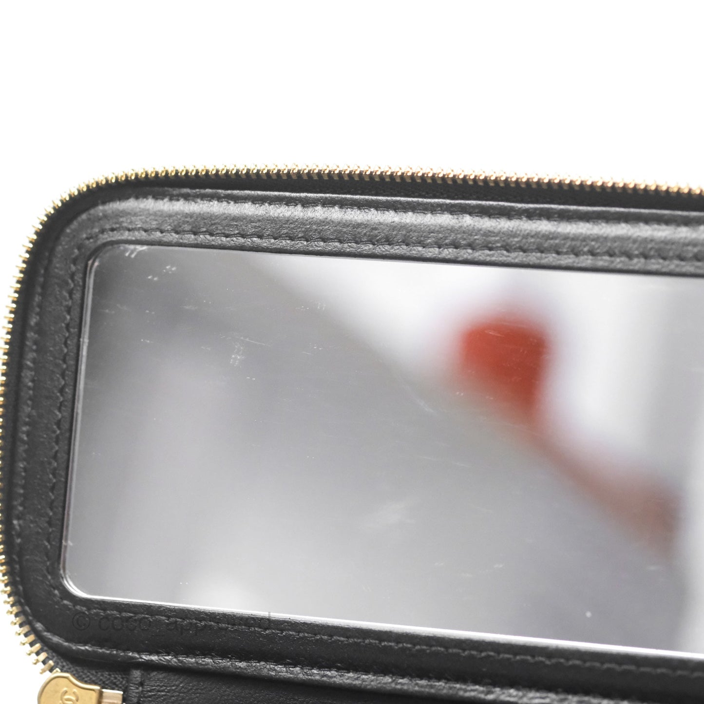 Chanel Vanity with COCO Heart Chain Black Lambskin Aged Gold Hardware
