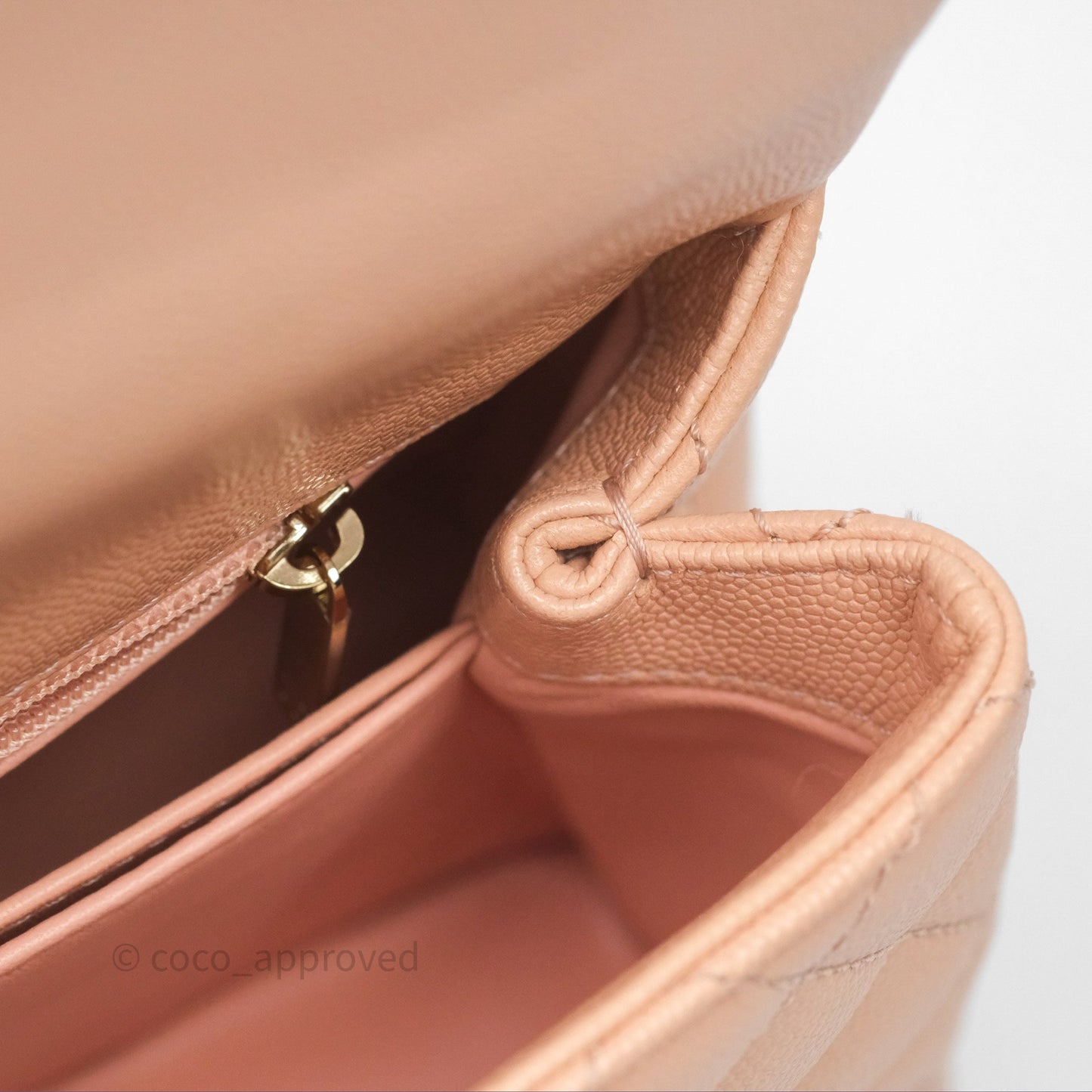 Chanel Small Coco Handle Quilted Pink Beige Caviar Gold Hardware