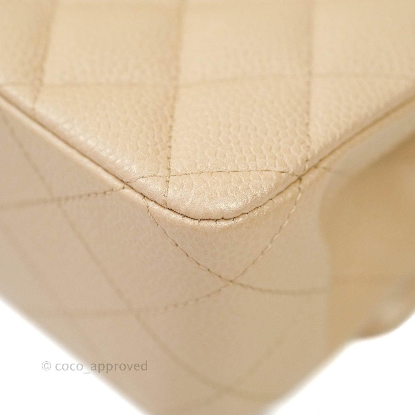 Chanel M/L Medium Double Flap Bag Iridescent Beige Caviar Silver Hardware