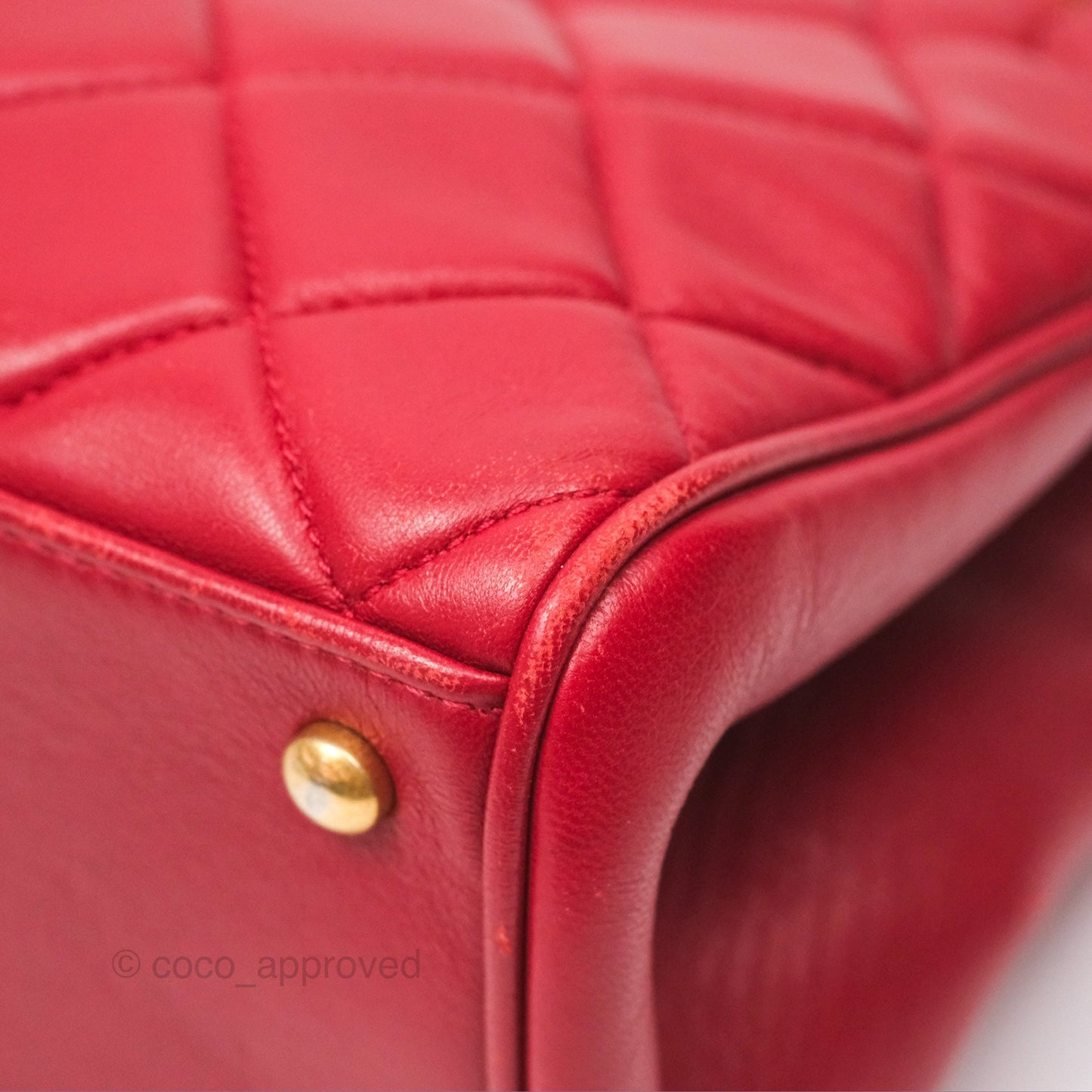 Chanel Tote Bag Red Lambskin Aged Gold Hardware
