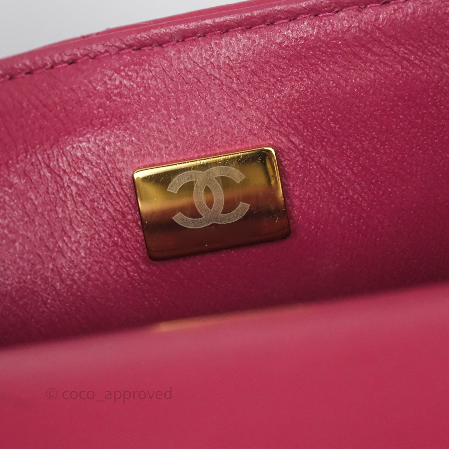 Chanel Top Handle Mini Rectangular Flap Red Lambskin Aged Gold Hardware