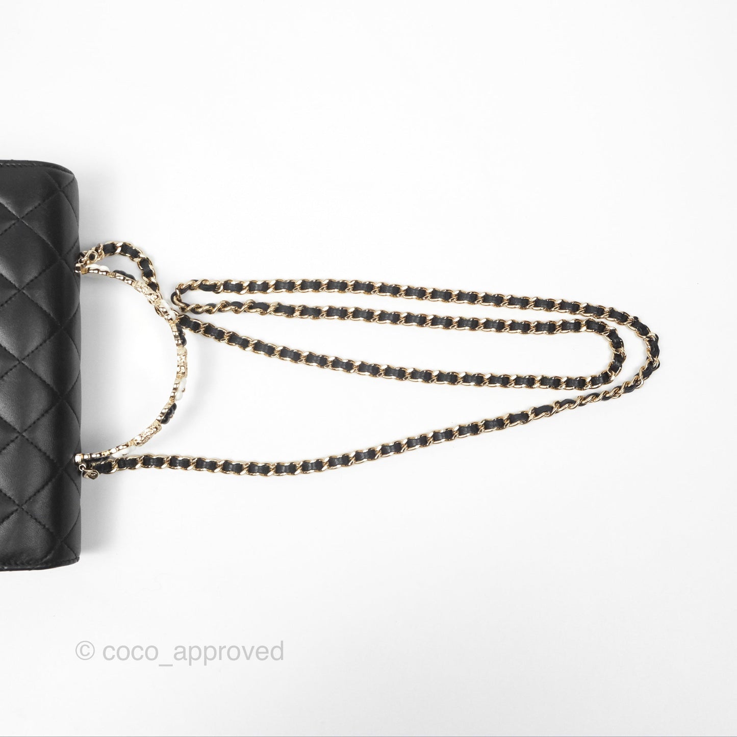Chanel Camellia Handle WOC with Chain Black Lambskin 23K