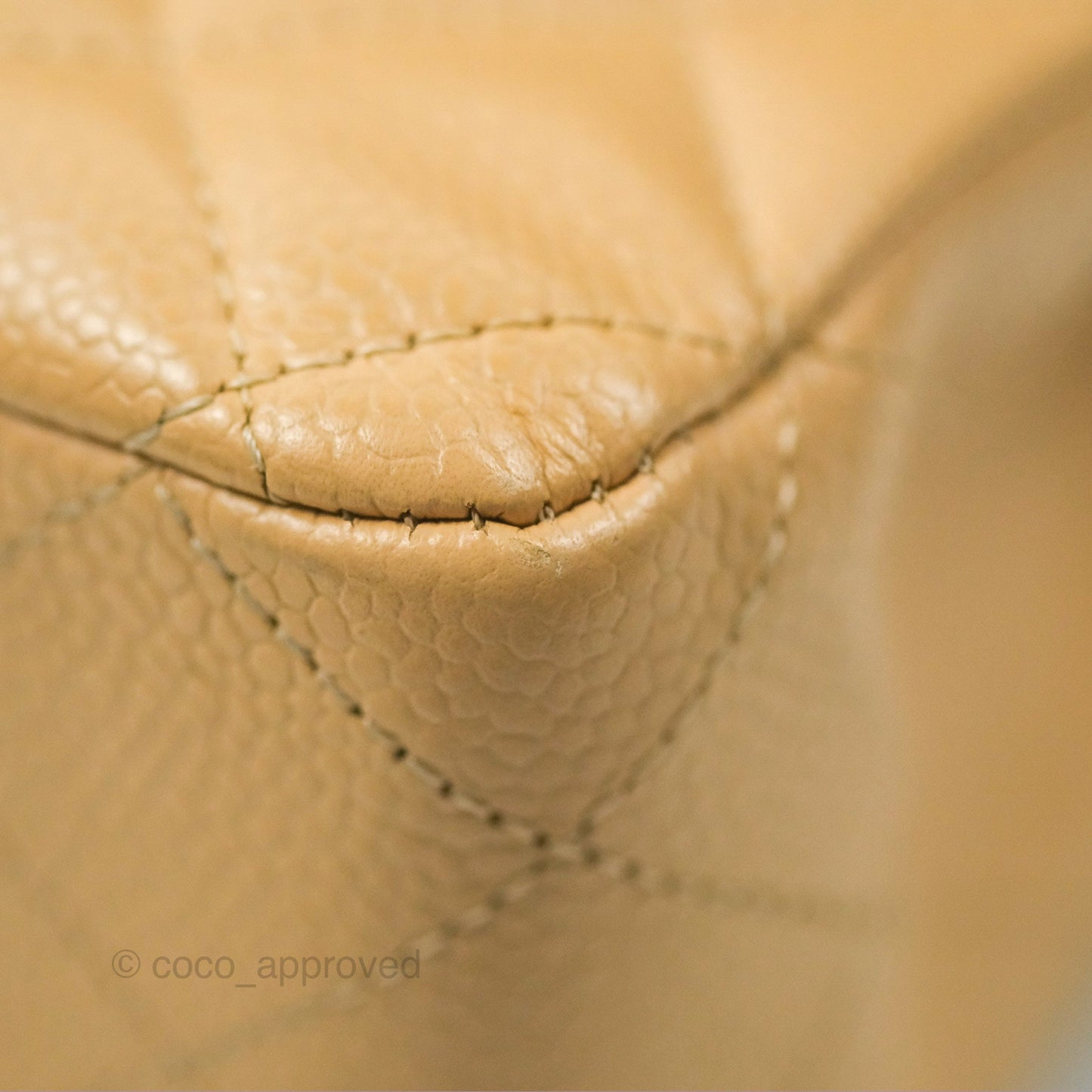 Chanel Classic M/L Medium Flap Quilted Beige Caviar Silver Hardware