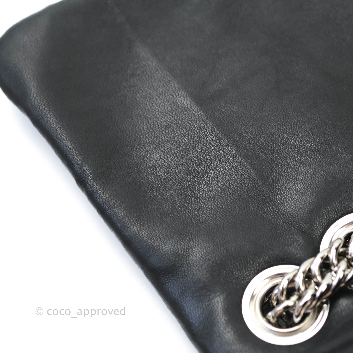 Chanel Quilted Calfskin Black Flap Bag Silver Hardware