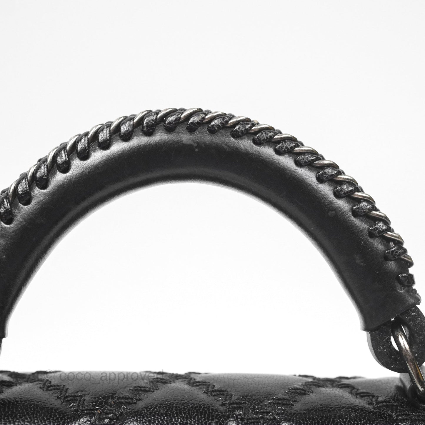 Chanel Small Chain Around Top Handle Boy Black Calfskin Ruthenium Hardware