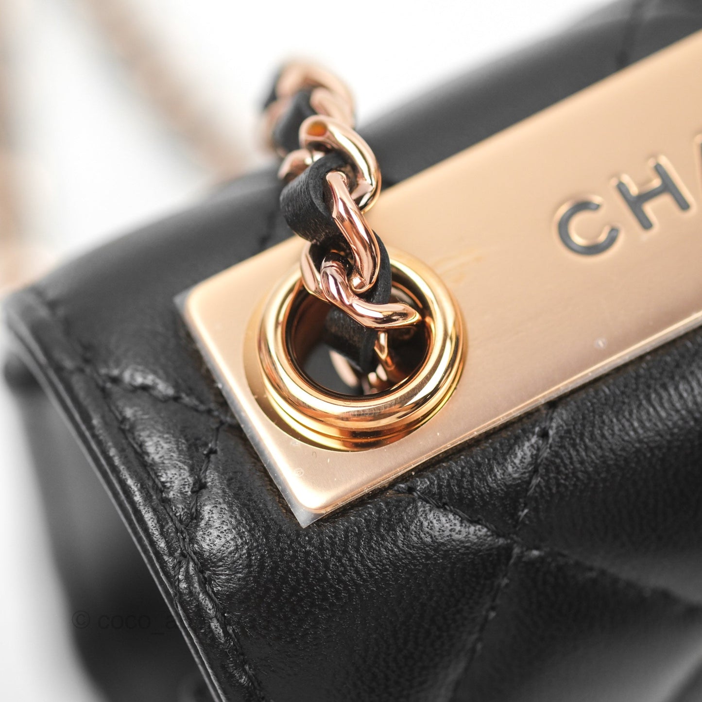 Chanel Mini Quilted Trendy CC Clutch With Chain Black Lambskin Rose Gold Hardware