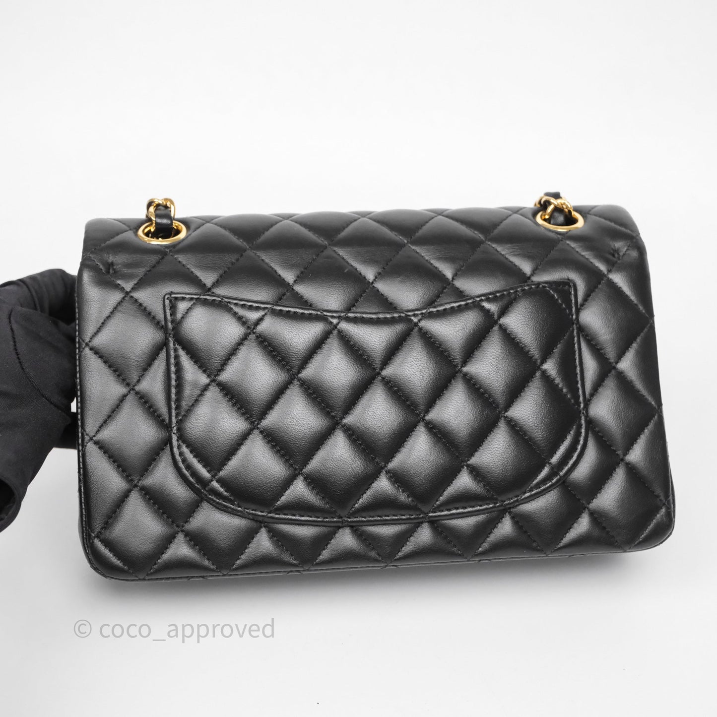 Chanel Small Classic Flap Quilted Black Lambskin Gold Hardware