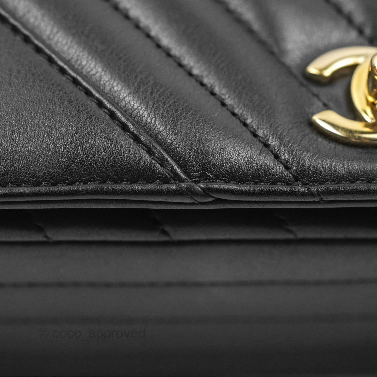 Chanel Small Statement Chevron Flap Bag Black Calfskin Gold Hardware