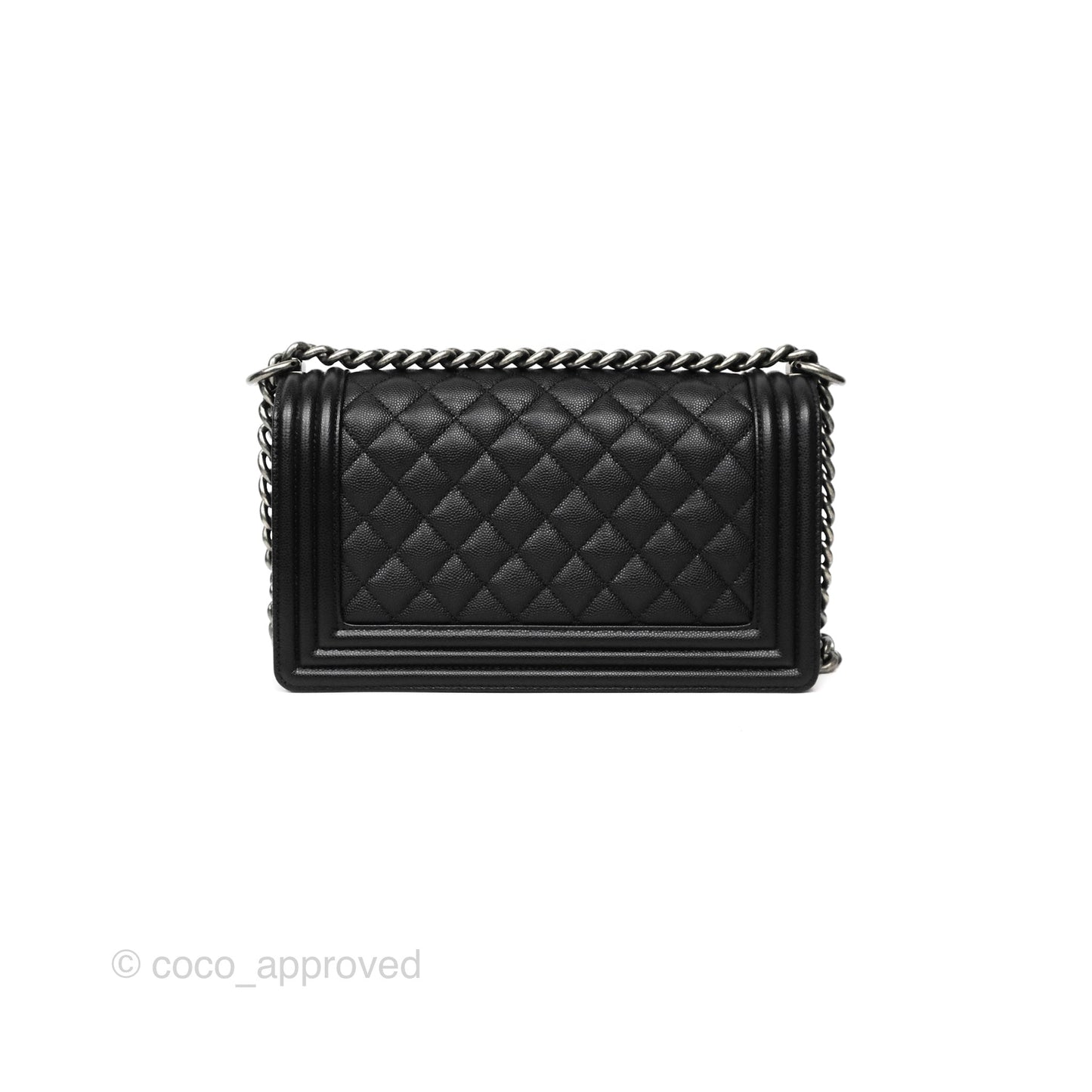 Chanel Medium Boy Quilted Black Caviar Ruthenium Hardware