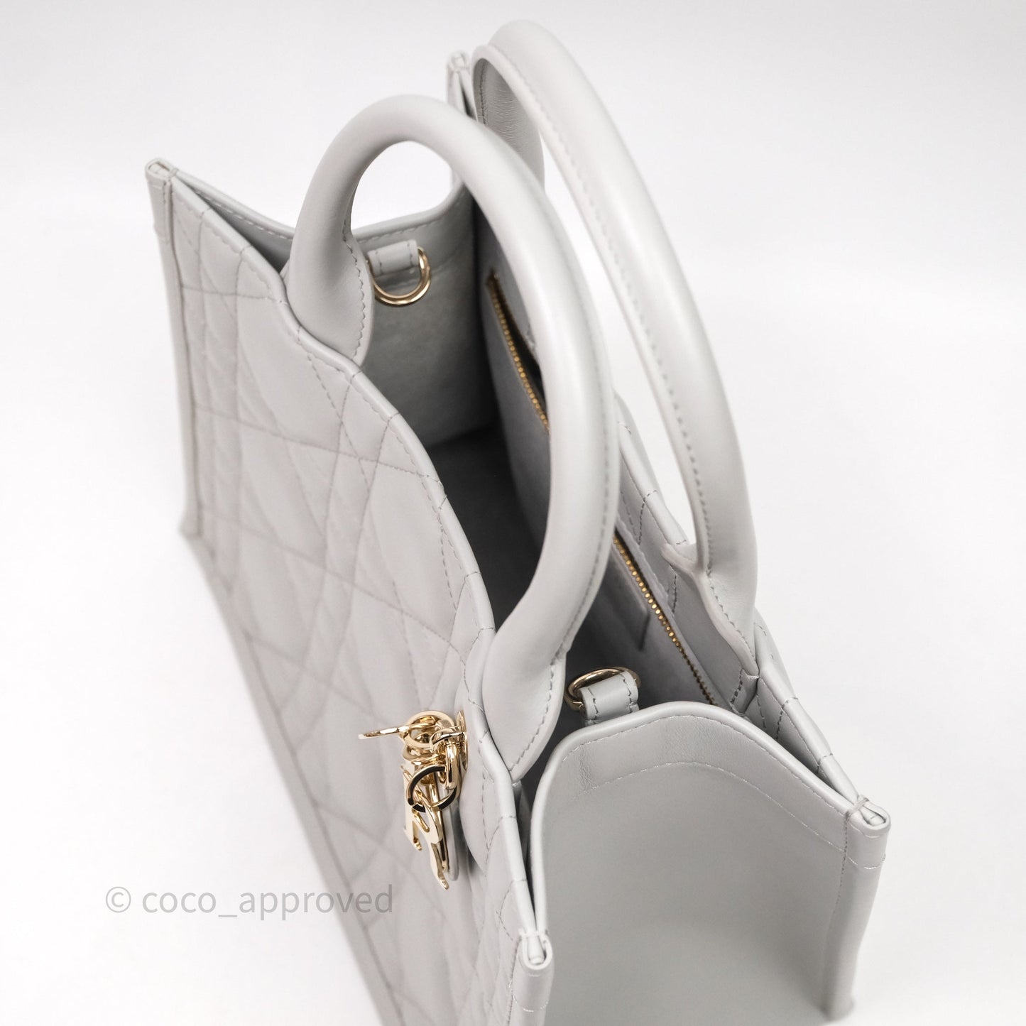 Christian Dior Small Dior Book Tote Cloud Gray Macrocannage Calfskin