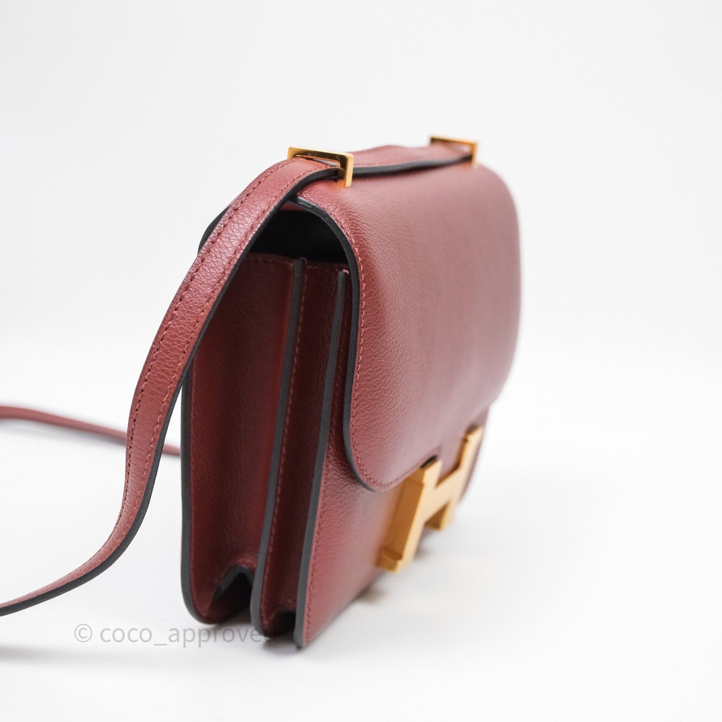 Hermès Mini Constance Rouge H Evercolor Gold Hardware