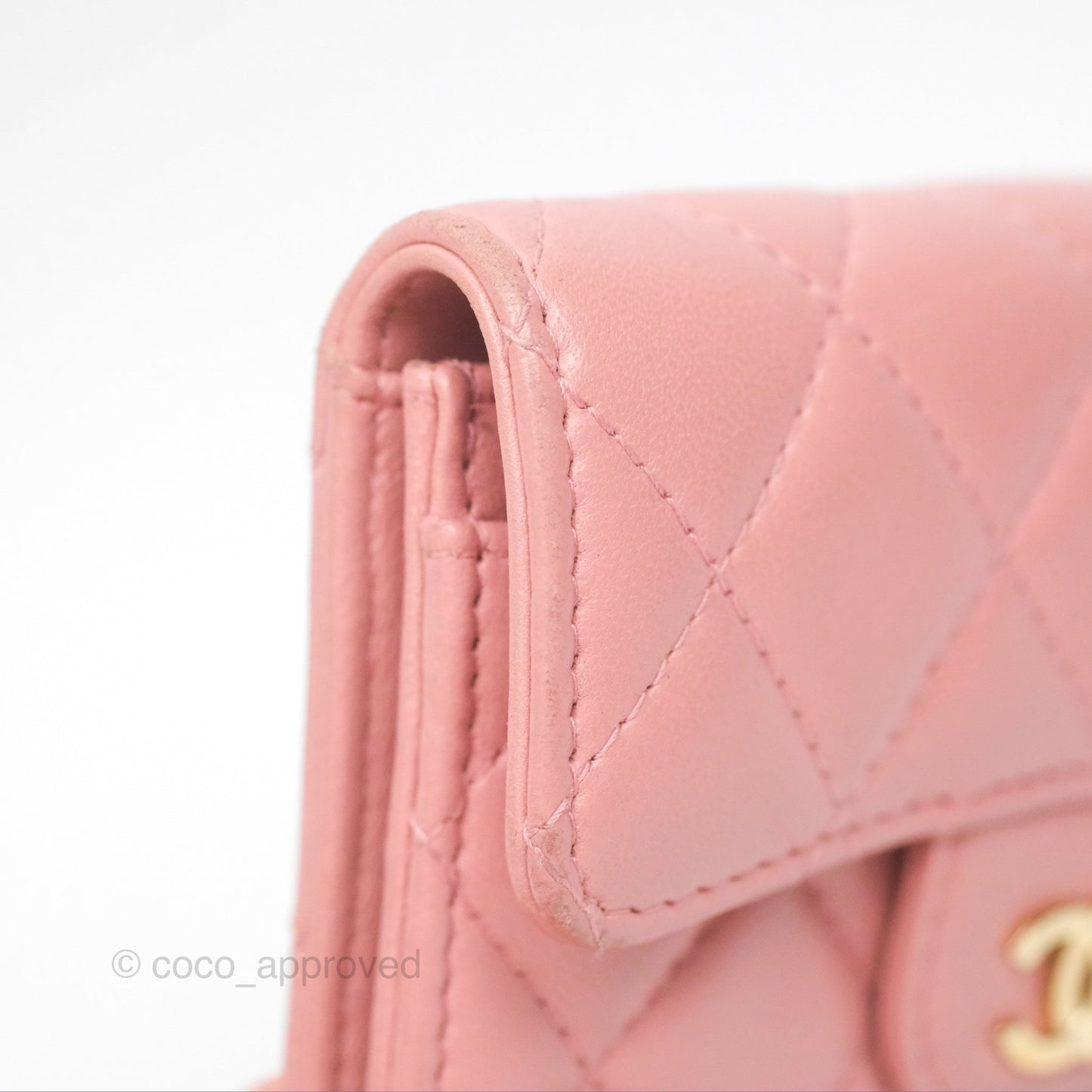 Chanel Classic Flap Card Holder Quilted Pink Lambskin Gold Hardware